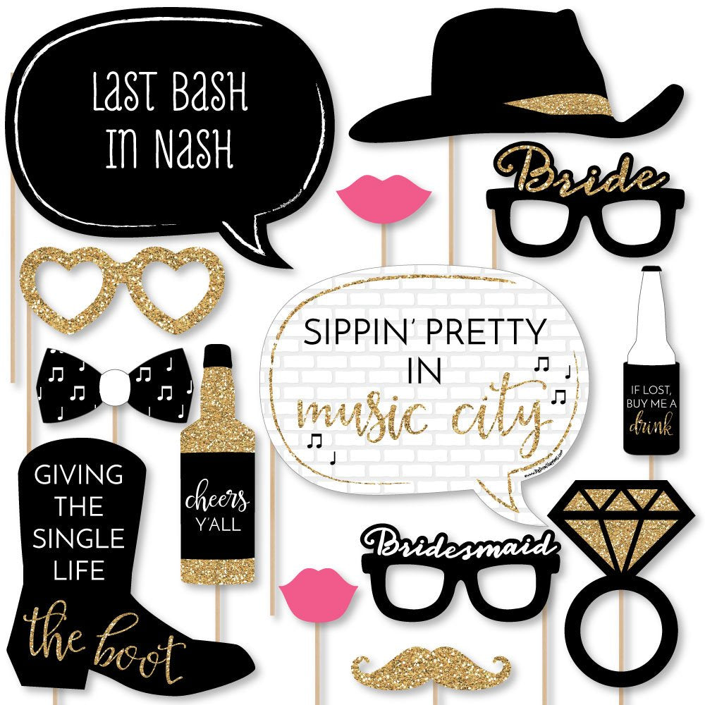 Big Dot Of Happiness Nash Bash - Nashville Bachelorette Party Photo Booth Props Kit - 20 Count