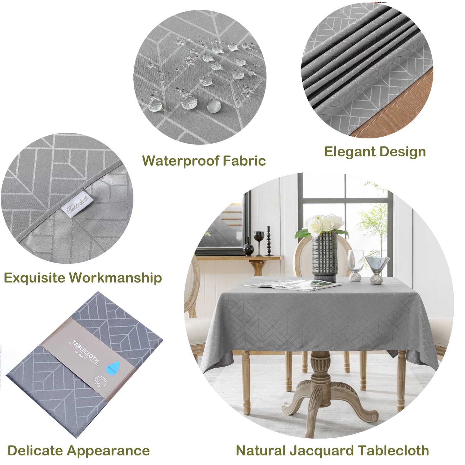 Efficinature Square Tablecloth 54X54 Inch Table Cloth Geometry Pattern Silky Soft Waterproof Wrinkle Resistant Washable Table Co