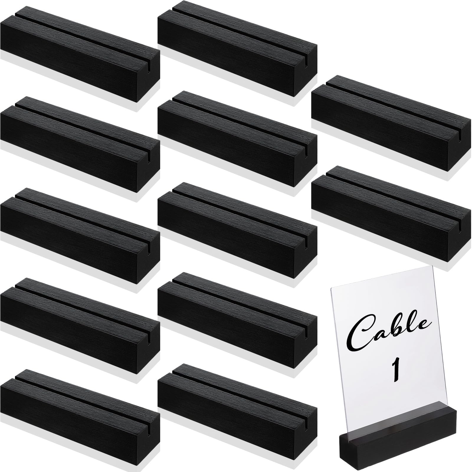 Zonon 12 Pcs Wood Place Card Holders Wooden Table Number Holder Stands Name for Wedding Party Events Exhibition Decoration Offic