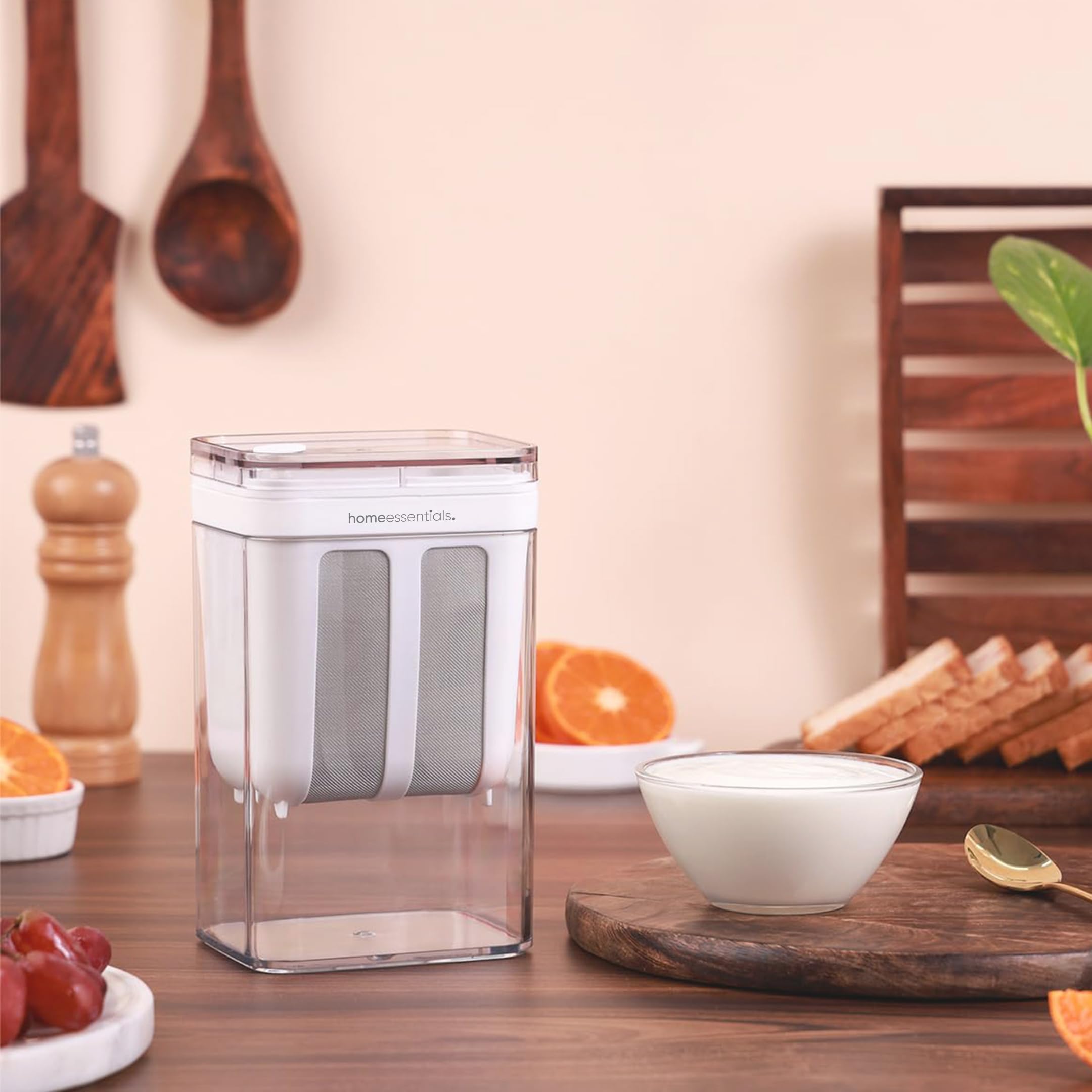 Homeessentials Greek Yogurt & Curd Maker - 1100Ml Fine Mesh Strainer With Lid | Multifunctional Yoghurt Filter | Curd Maker For