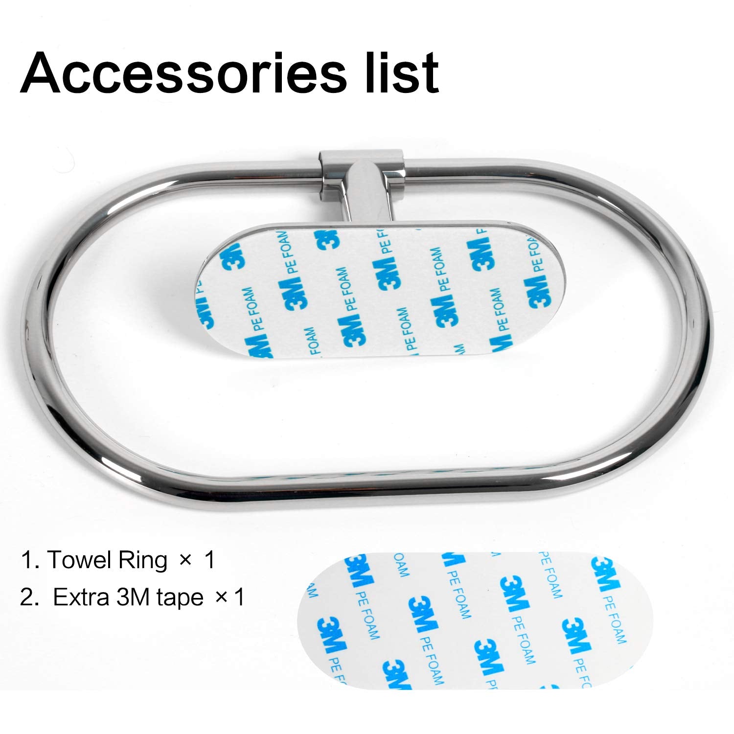 HouseAid Self Adhesive Towel Ring for Bathroom  Stainless Steel Adhesive Hand Towel Holder  No Drilling Modern Hand Towel Hanger  Polished Chrome