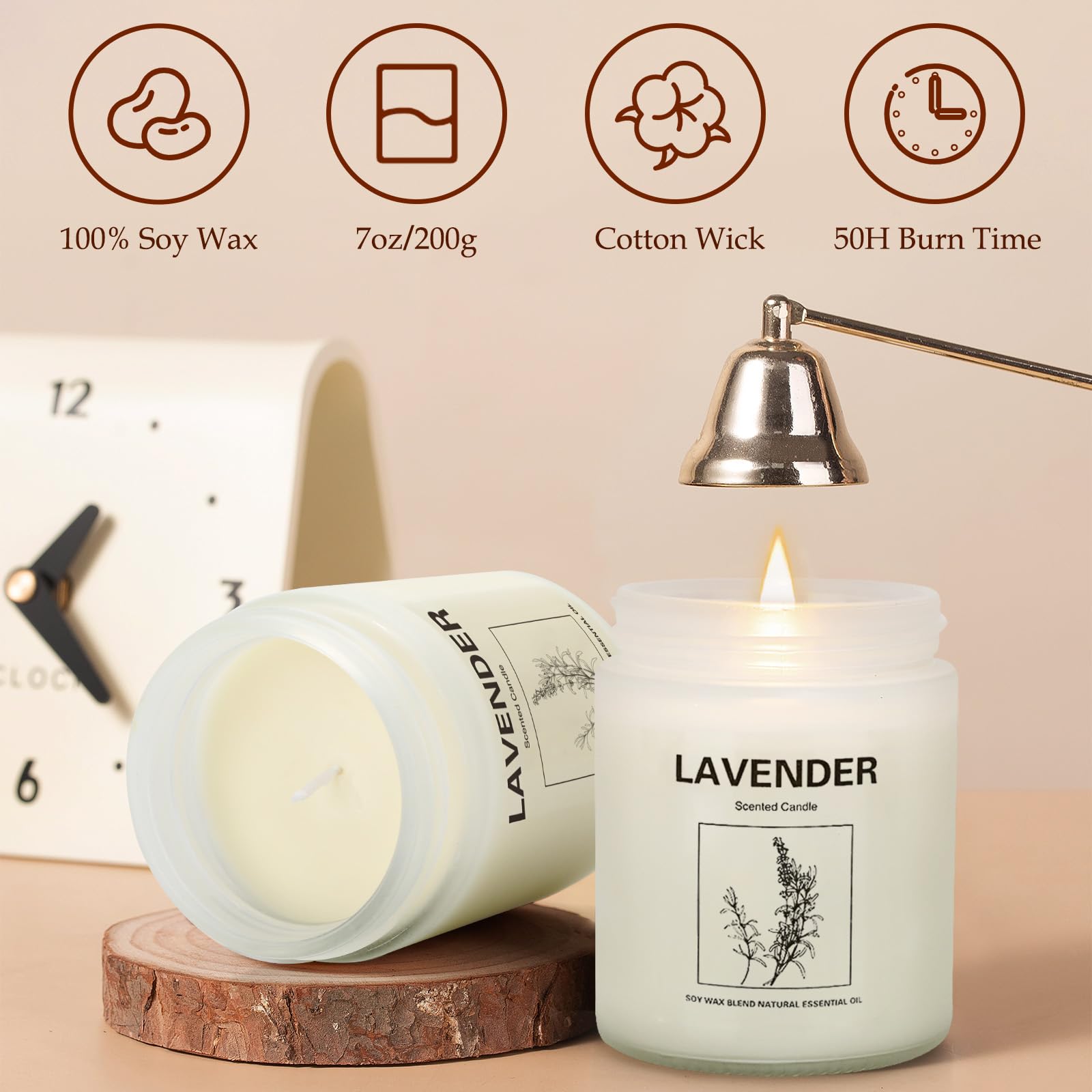 Scented Candle Gift Set, 6 Pack Lavender & Fresh Wood Soy Candles for Home, Long Lasting Aromatherapy Candles for Relaxation, Ho