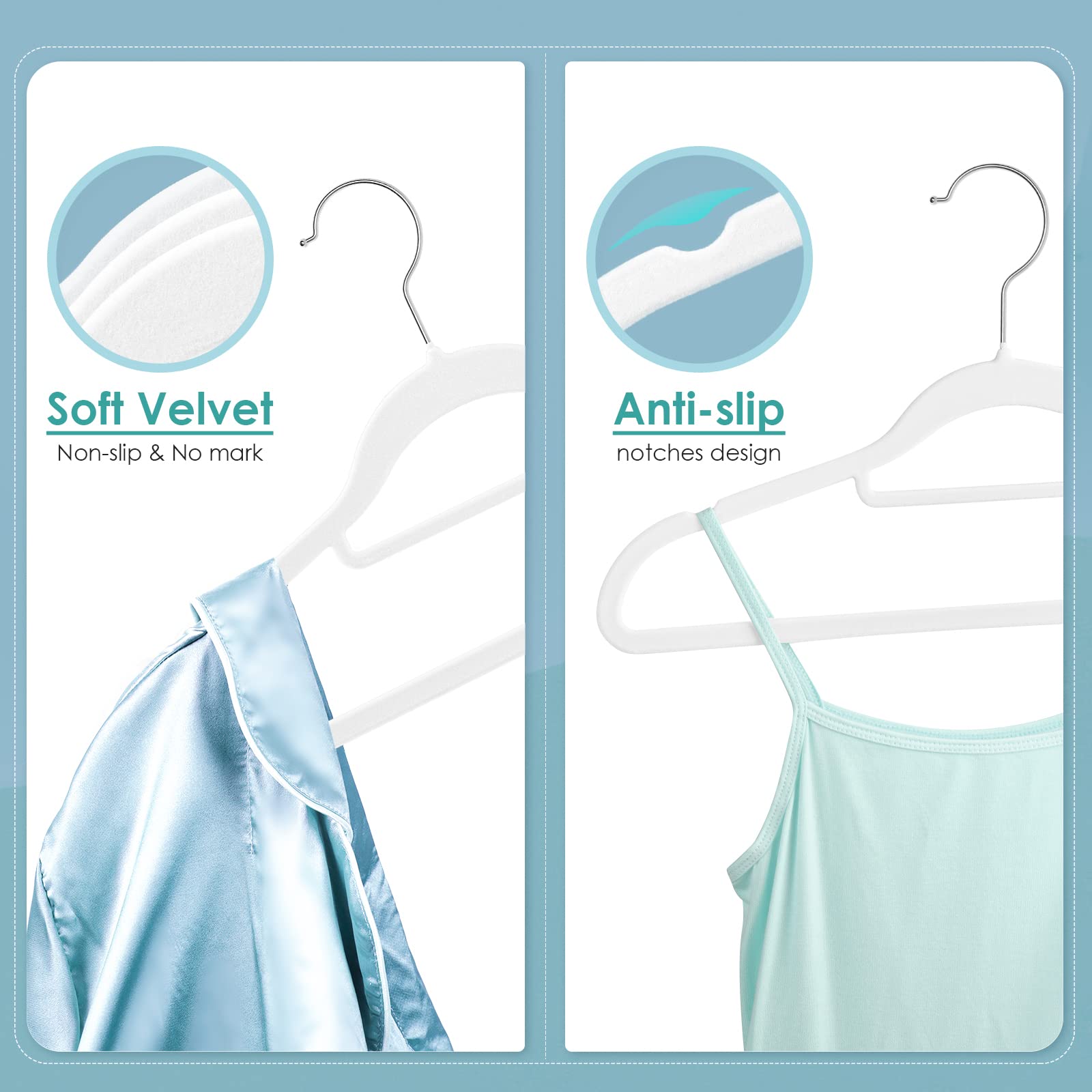 Duducofu Velvet Hangers, 50 Pack, White, Anti-Slip, Space Saving, Slim, Suitable For Suits, Coats, Pants, Dress Clothes