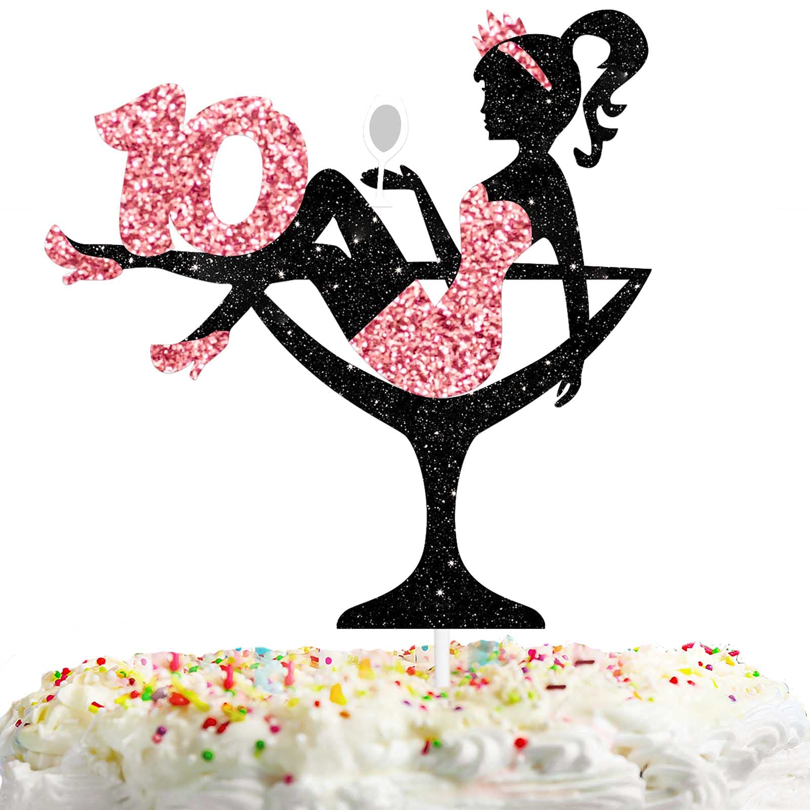 Sitting Girl Cake Topper Picks For Girl Lady 10Th Birthday Makeup Spa Theme Party Decoration Supplies 10 Silhouette High Heeled