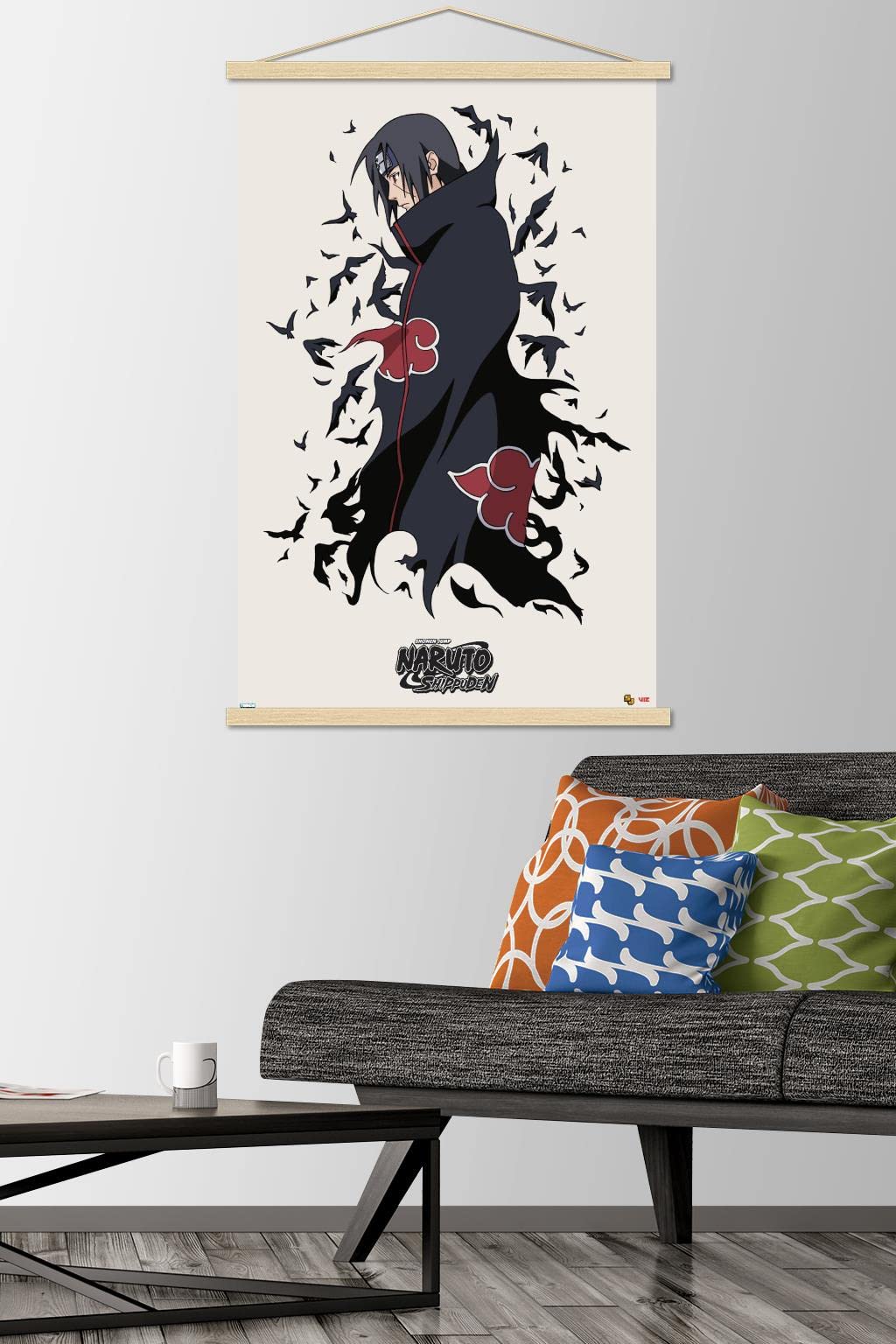 Trends International Naruto Shippuden - Itachi Wall Poster, 22.375'' X 34'', Premium Print And Beechwood Hanger Bundle