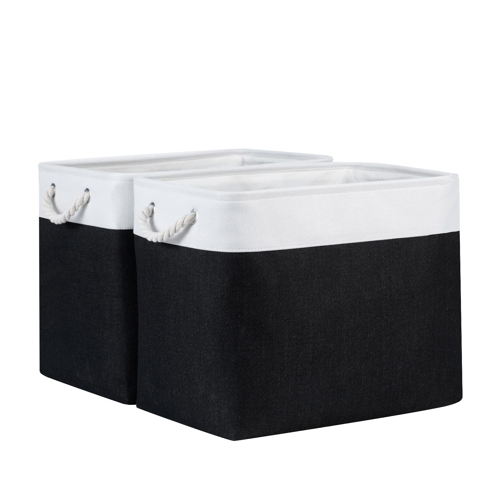 Bidtakay Baskets Extra Large Storage Bins For Clothes Set Of 2 Black Baskets For Organizing Fabric Bins 17X12X15 In Tall Baskets
