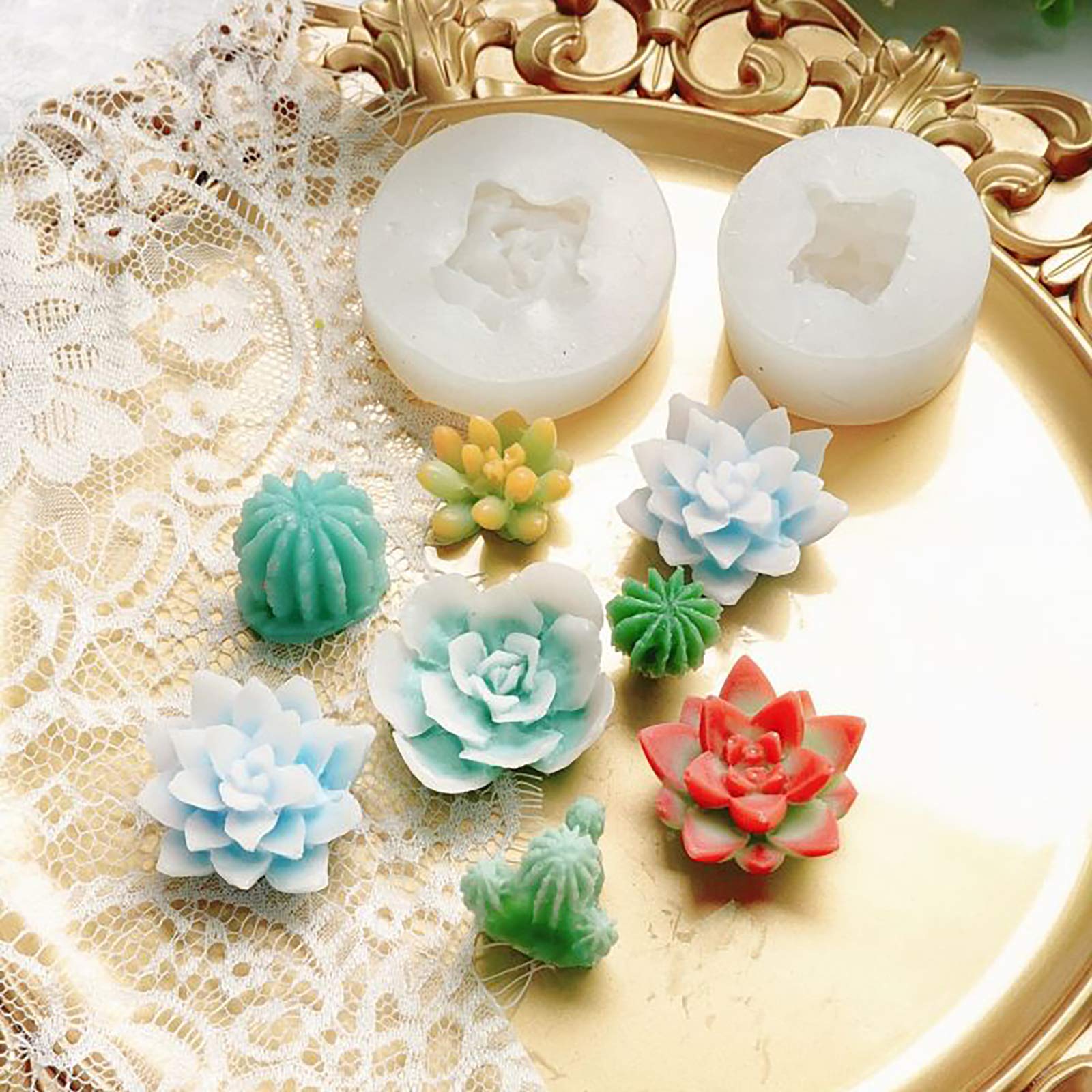 Funshowcase Rose Peony Flower Plant Silicone Molds For Epoxy Resin Soap Candle Wax Polymer Clay Concrete Plaster Fondant Cake De