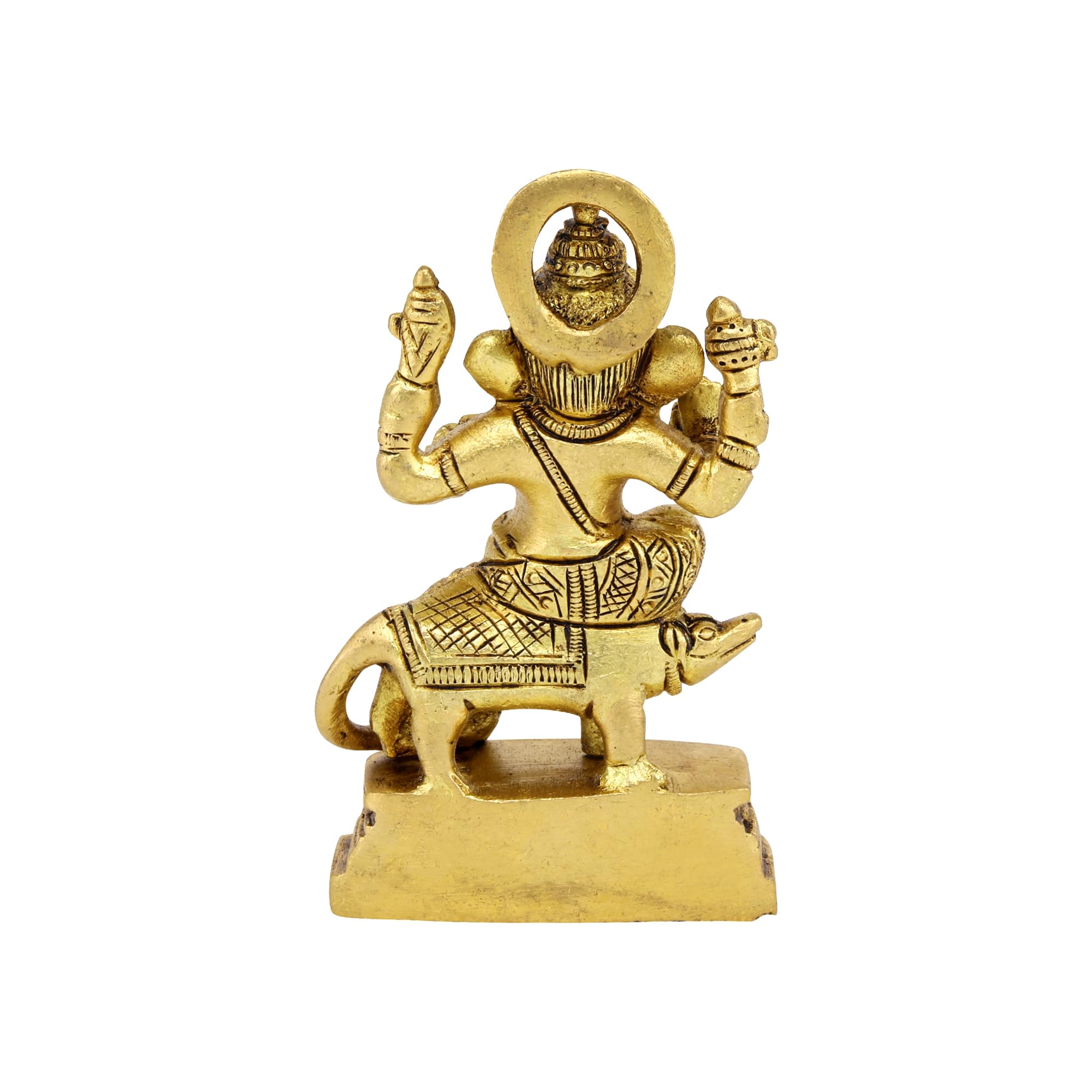 Shreeyaash Brass Ganesha Sitting On Rat Bhagwan Idol Ganesh Ganpati Statue For Home Decoration (4 Inch, Golden)