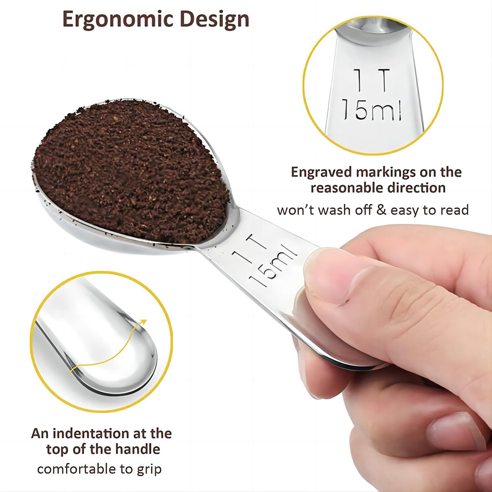 Greatlink Stainless Steel 430 Coffee Scoop, Coffee Measuring Spoon Short Handle For Measuring Coffee, Milk, Tea,Sugar,Lemon Juic