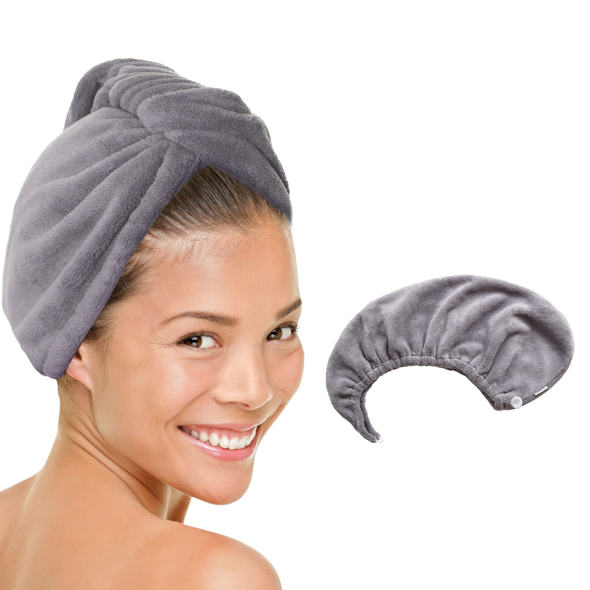 MICRODRY - Ultra-Absorbent Hair Towel Wrap for Long Hair or Short Hair, Quick-Drying Microfiber Hair Towels, Machine-Washable Ha