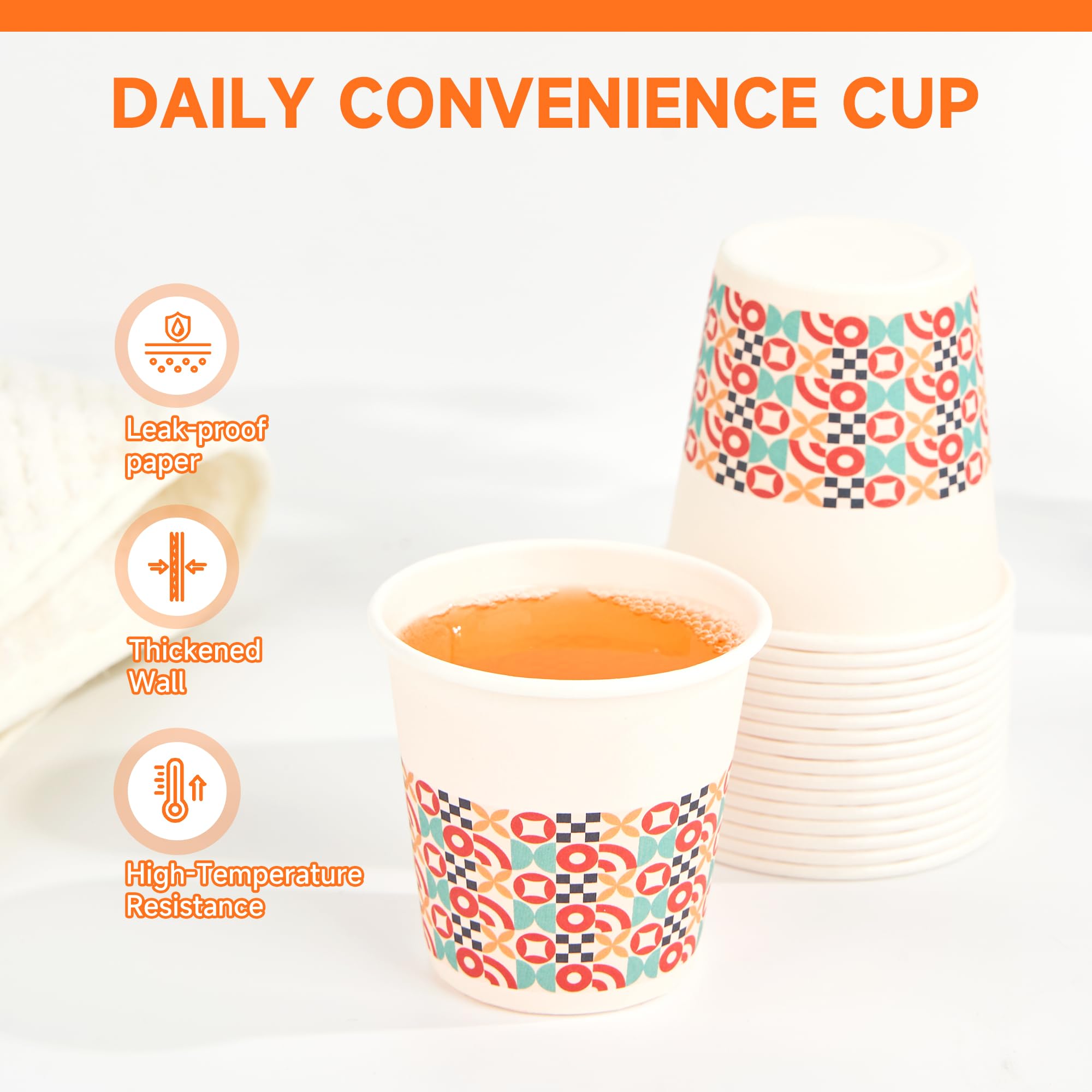 METAPRINT 600 Pack 3 oz Bathroom Cups, Disposable Paper Cups with Rolled Rim, Small Paper Mouthwash Cup for Guest Bathrooms, Van