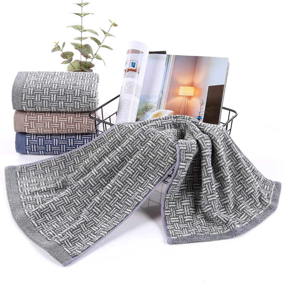 Pidada Hand Towels Set of 2 100% Cotton Checkered Pattern Absorbent Soft Decorative Towel for Bathroom 13.4 x 29.1 Inch (Gray)