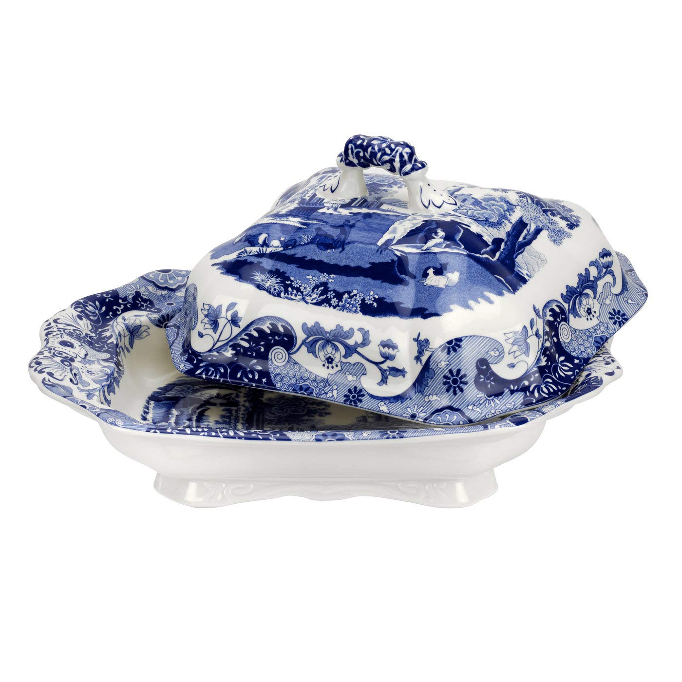 Spode Blue Italian Covered Vegetable Dish  12 Inch Serving Dish and Dinner Table Centerpiece  Made of Fine Porcelain  Microwave and Dishwasher Safe