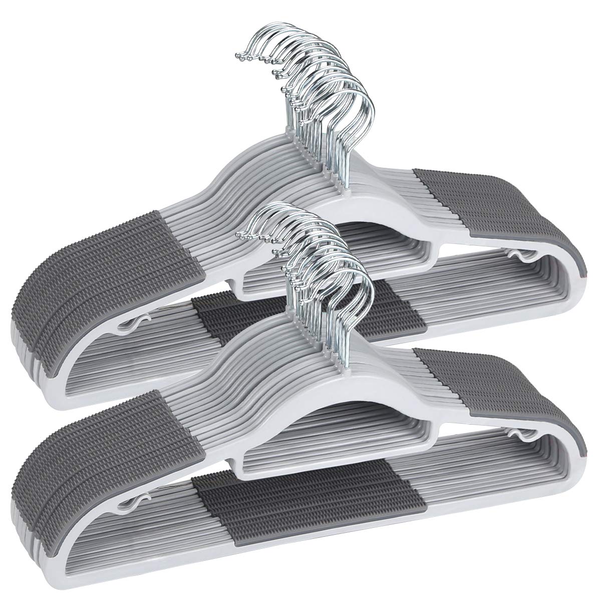 Plastic Hangers 50 Pack Heavy Duty Dry Wet Clothes Hangers with Non-Slip Pads Space Saving 0.2 '' Thickness Super Lightweight Organizer