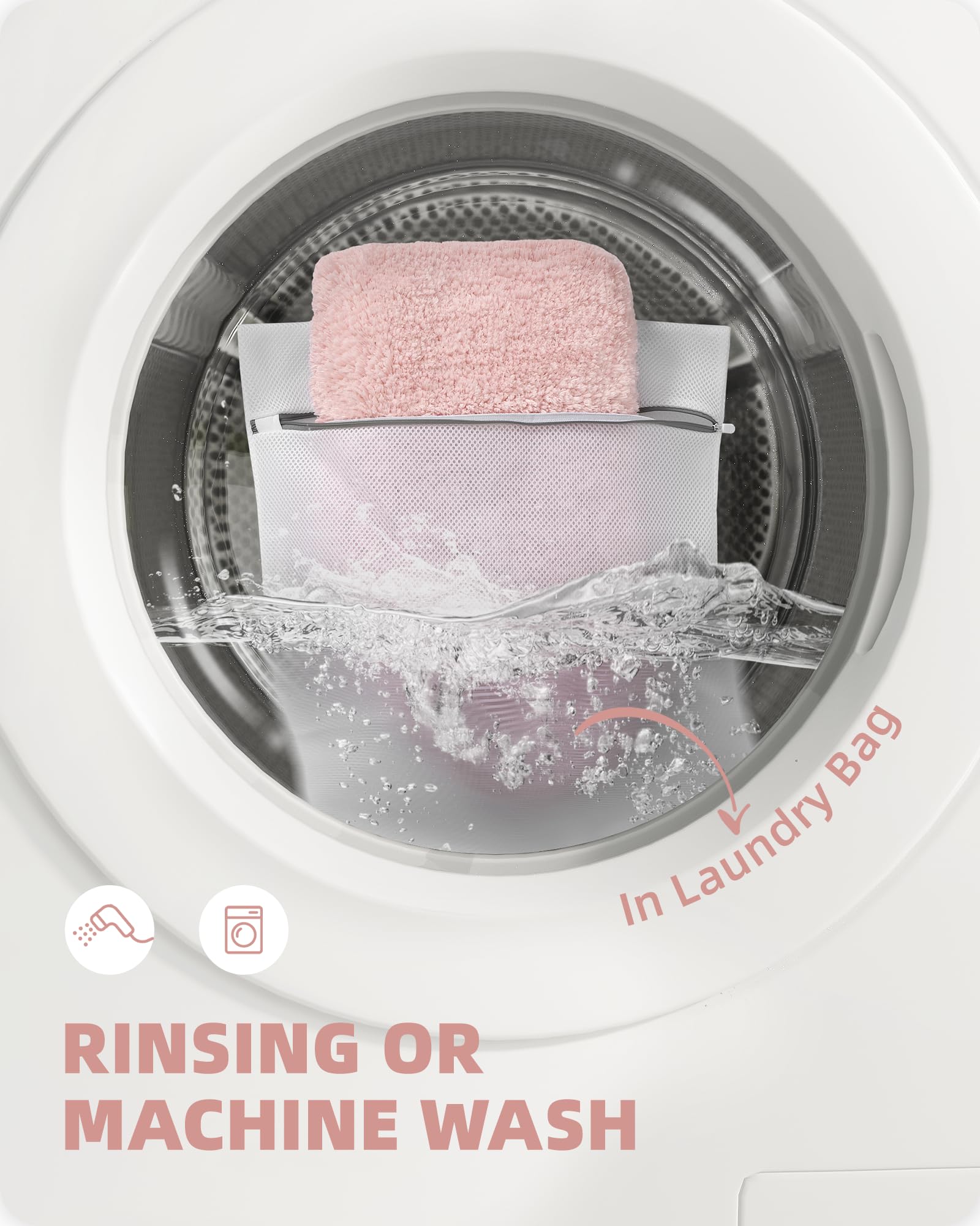 Color&Geometry Pink Bathroom Rugs 20''X32''- Upgrade Your Bathroom With Soft High Pile Blush Pink Bath Mat- Plush, Non Slip, Abs