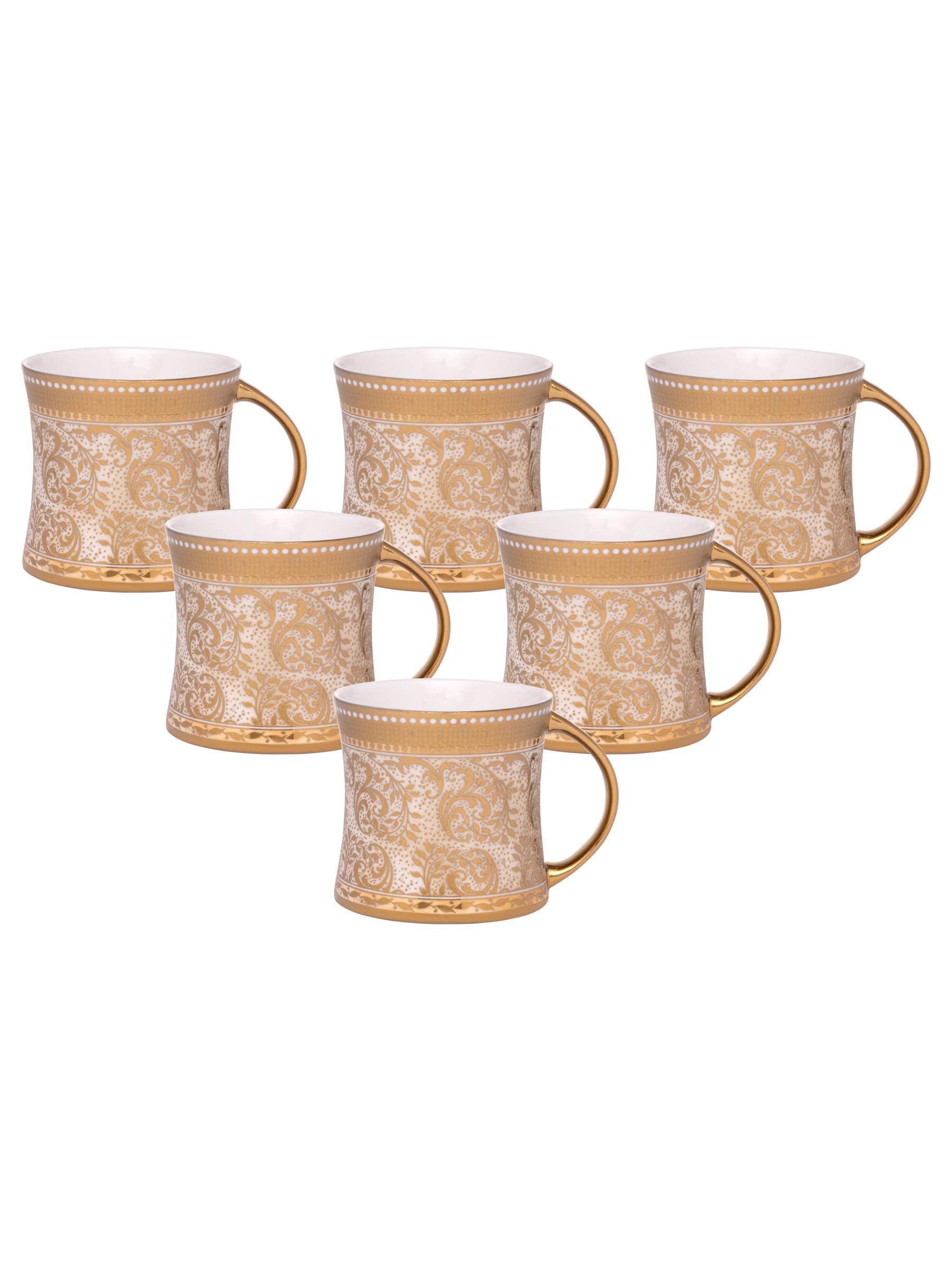 Clay Craft - Diamond Coffee Mugs Set, 6-Pieces, 230Ml, Ebony E671, Multicolor, Standard (Cm-Diamond-Ebony-E671)