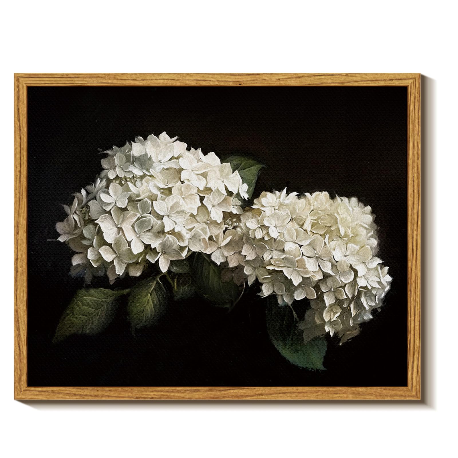 Insimsea Framed Canvas Prints Art Vintage Decor, Flower Moody Hydrangea Still Life Painting Room Decor Aesthetic, Farmhouse Art,