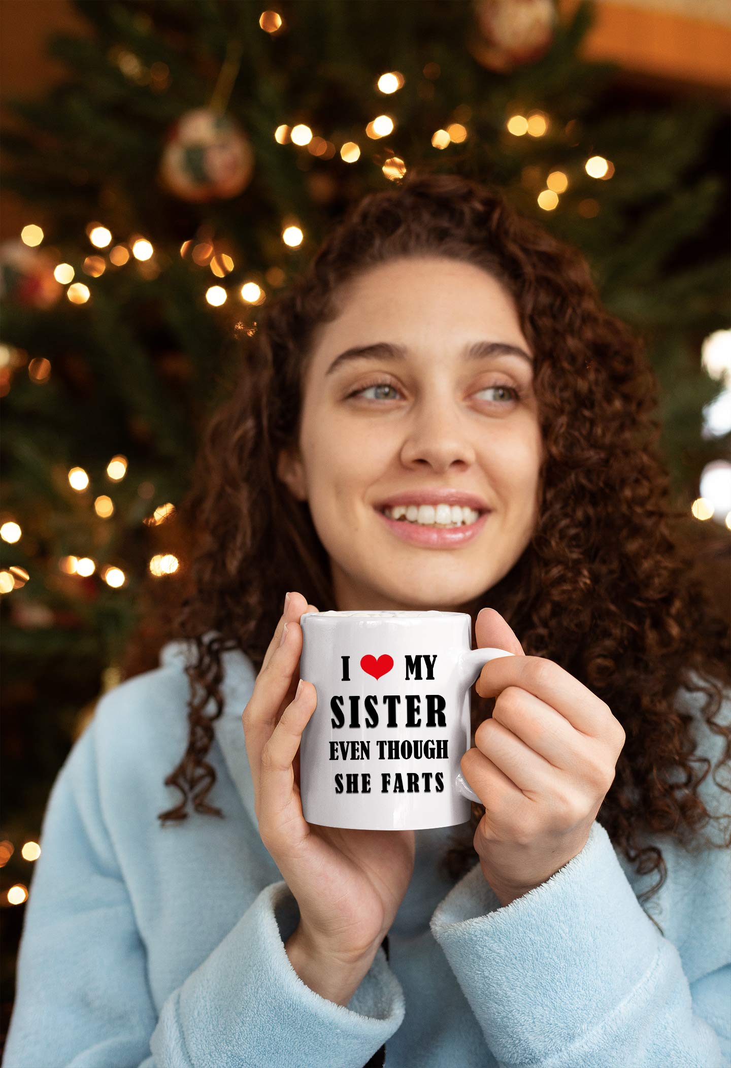 Kropsis I Love My Sister Even Though She Farts -D2- Ceramic Coffee Mug White