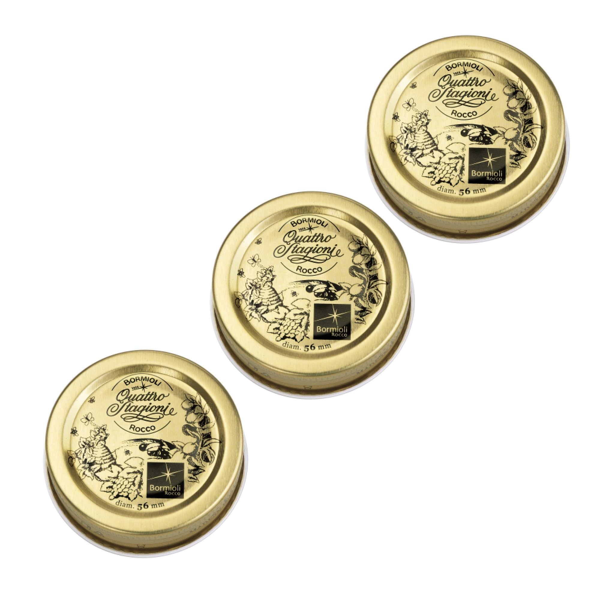 Bormioli Rocco Metal Replacement Lids for Quattro Stagioni Jars, Preserving Jars, Hermetic, Resealable Jars, Food in Jars, Set o
