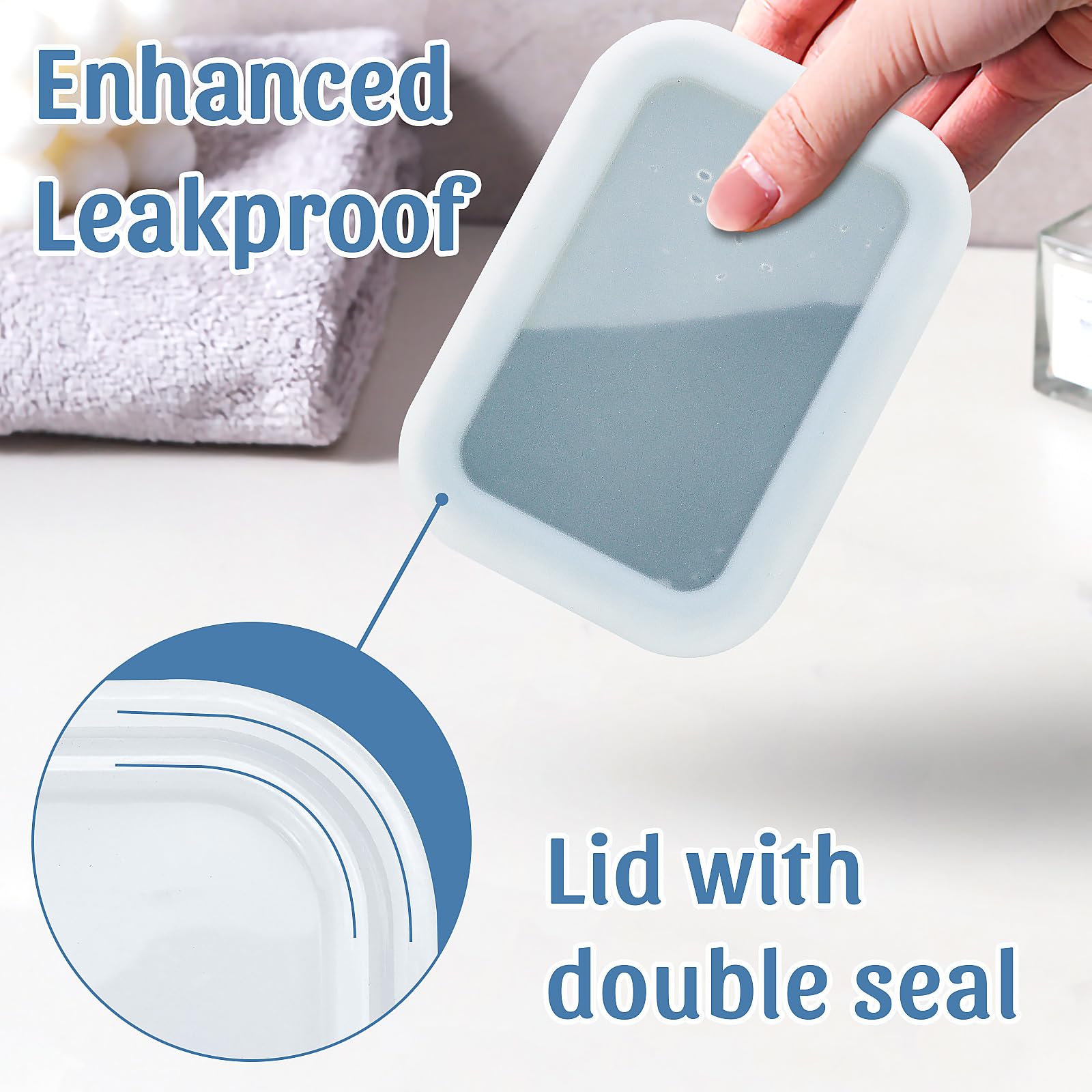 Ozner Enhanced Leak Proof Travel Soap Container, Silicone Travel Soap Case With Drainage Pad, Compact Travel Soap Dish, Shatterp
