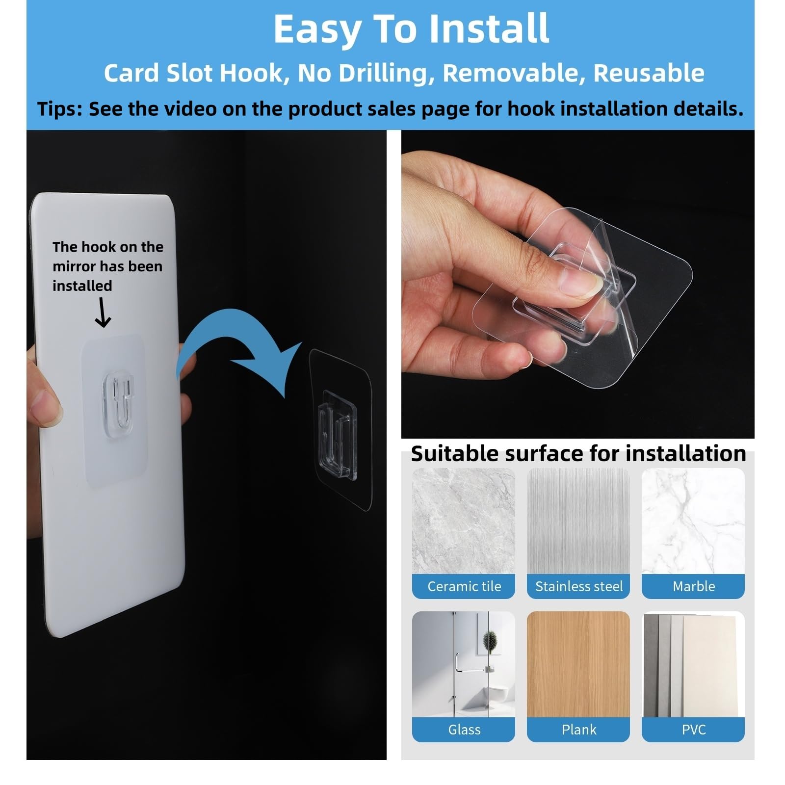 Shower Mirror Fogless Shaving With Razor Holder For Shower, Anti Fog Shower Mirror & Includes 2 Razor Hooks & 2 Mirror Hooks, Ea