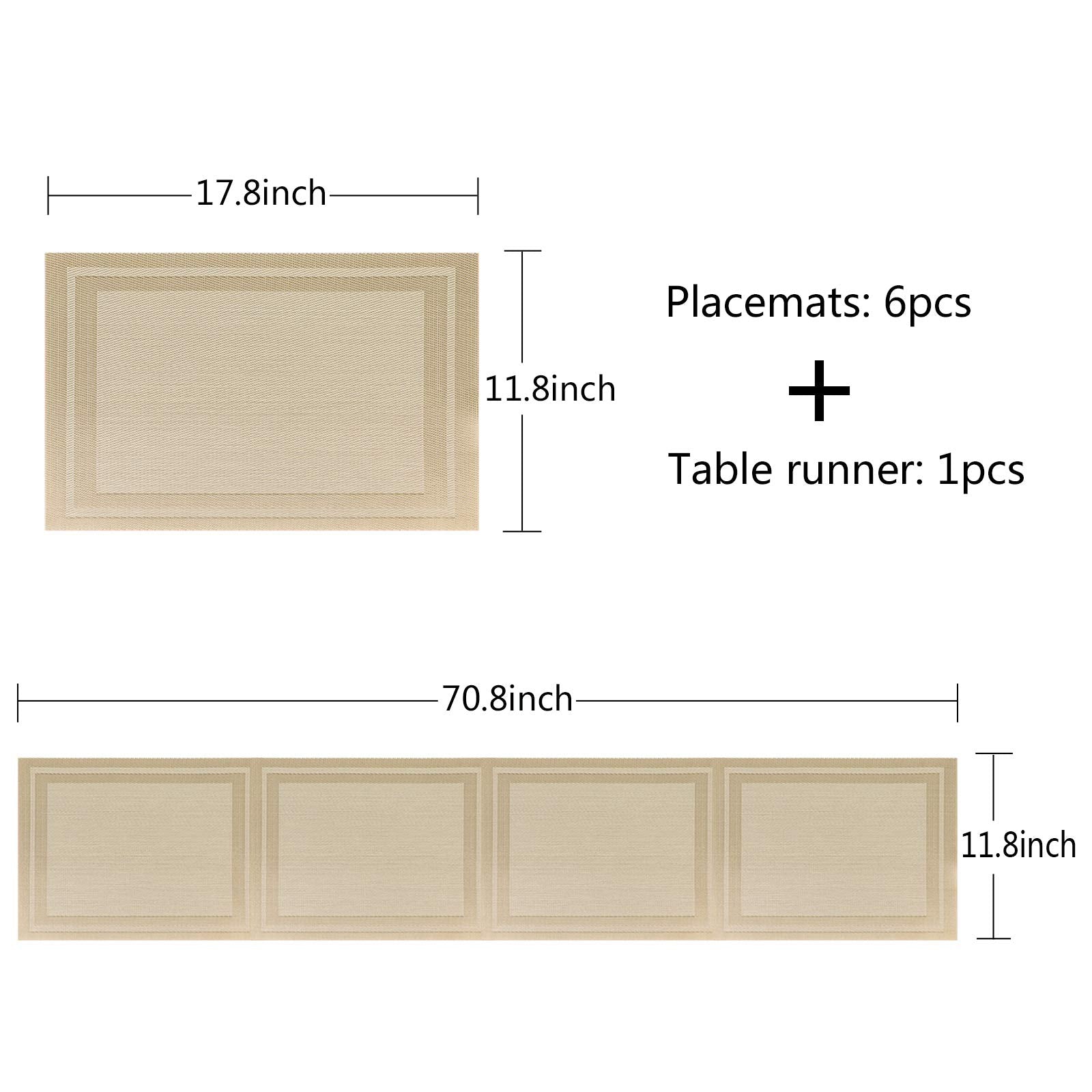 Placemats With Table Runner Set Place Mats, Woven Crossweave Vinyl Kitchen Tablemat, Washable Pvc Vinyl Table Mats For Dining Ta
