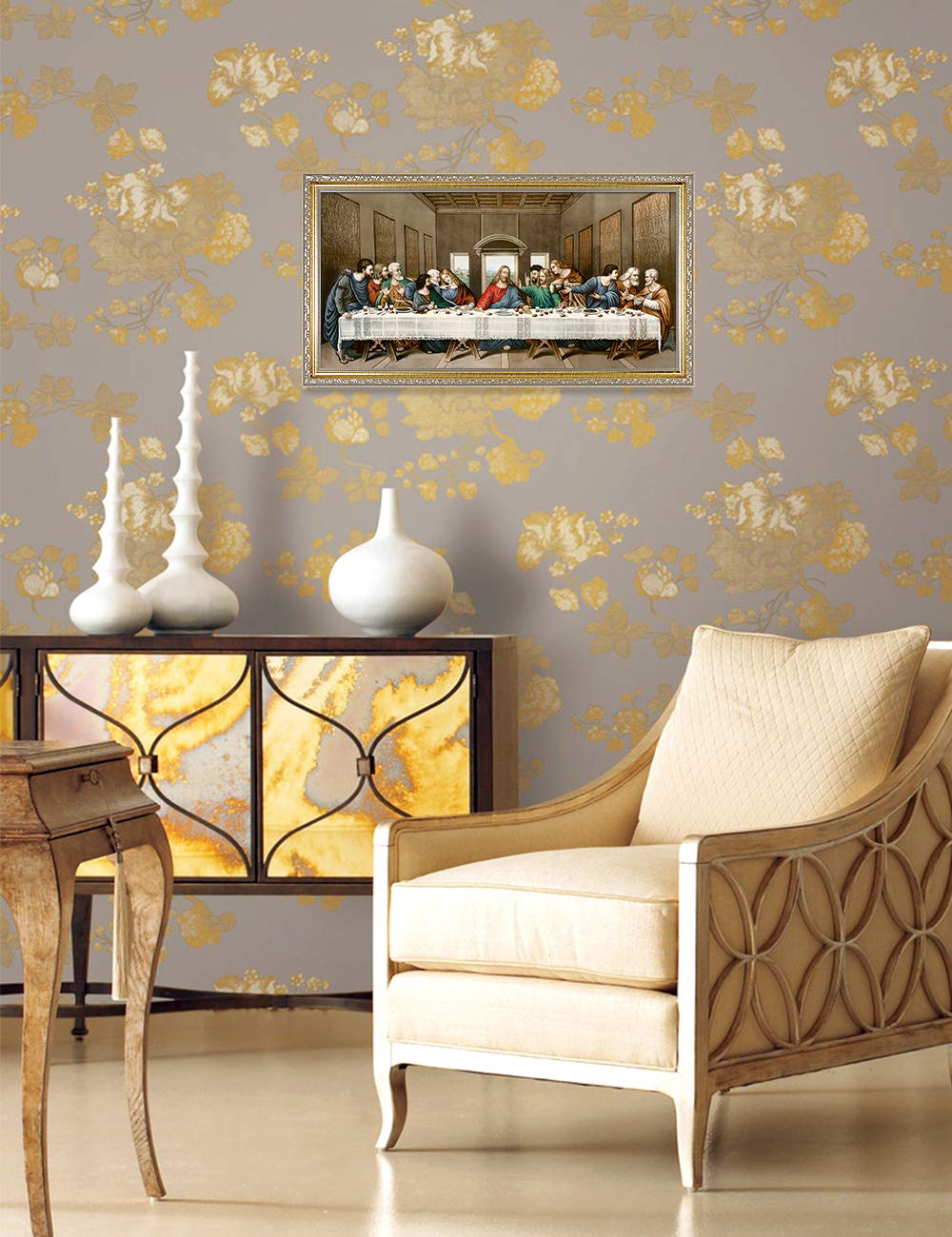 Decorarts - The Last Supper By Leonardo Da Vinci. Oil Painting Reproduction, Giclee Print On Canvas. Ready To Hang Framed Wall A