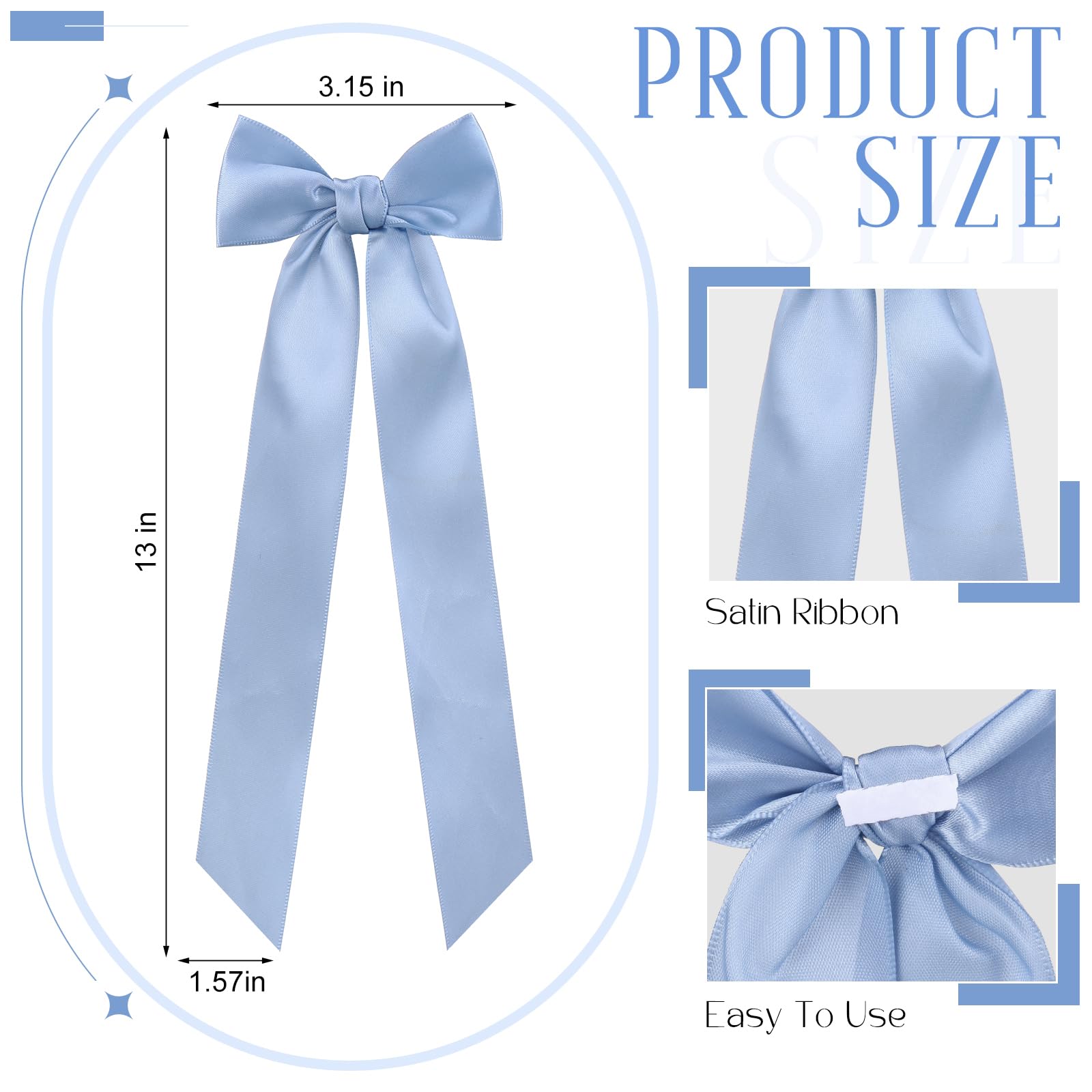 Teenyyou 12 Pcs Dusty Blue Candlestick Bows Decor 13 Inch Large Coquette Decorations Bows for Table Self Adhesive Candle Holder