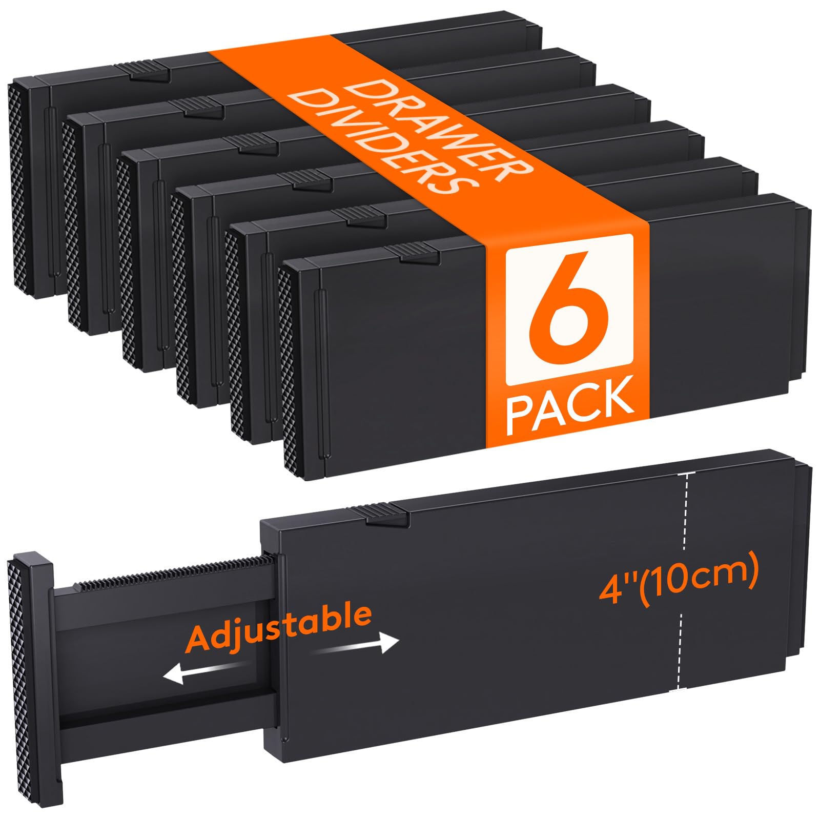 Lifewit 6 Pack Drawer Dividers 4'' High, 11-17'' Adjustable Drawer Organizers for Clothes, Expandable Dresser Separators in Bedr