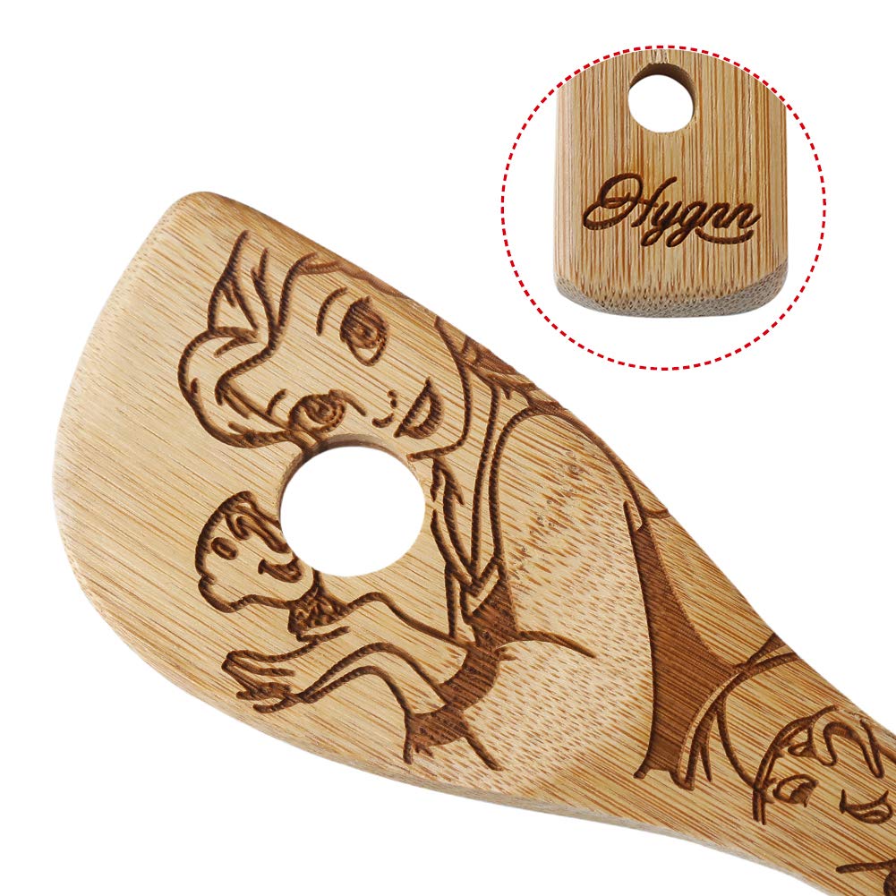 Beauty And The Beast Burned Wooden Spoons Cooking &Serving Utensils Set Bamboo Spoon Slotted Kitchen Utensil Fun Gift Idea Warmi