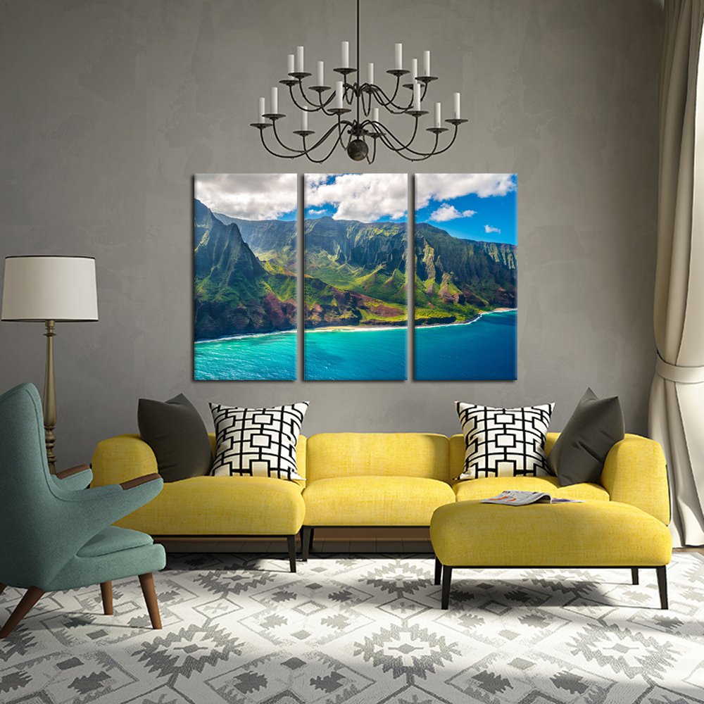 Kreative Arts - Large Nature Art Poster Print On Canvas View On Napali Coast On Kauai Island On Hawaii Landscape Pictures For Of