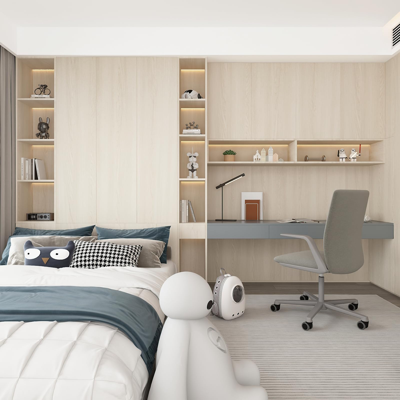 Boobest 157X 31 Inch Wide Thick Wood Grain Wallpaper Peel And Stick Beige Cherry Wood Contact Paper Waterproof Removable Faux Wo