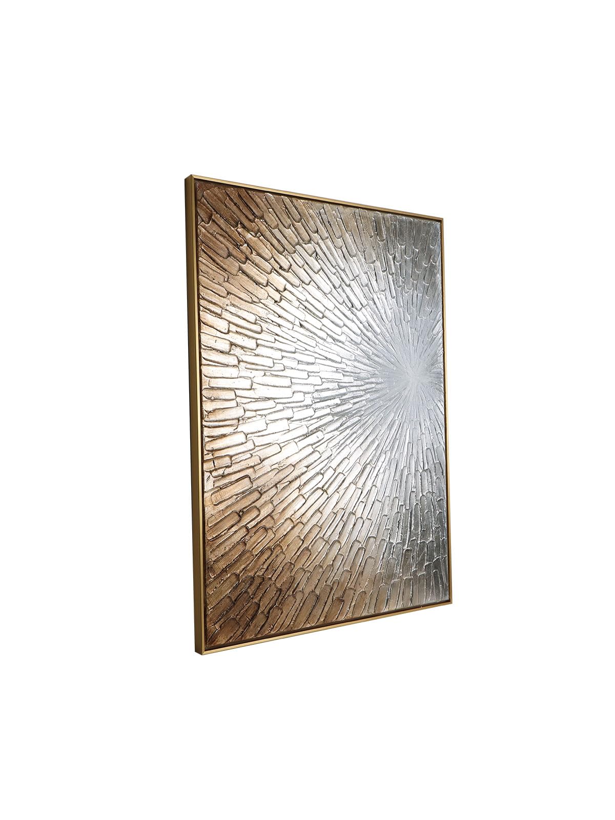 Framed Gold Abstact Wall Art- Large Hand-Painted Halo Gradient Canvas Wall Art For Home Or Office Decor, 28 X 40 Inches