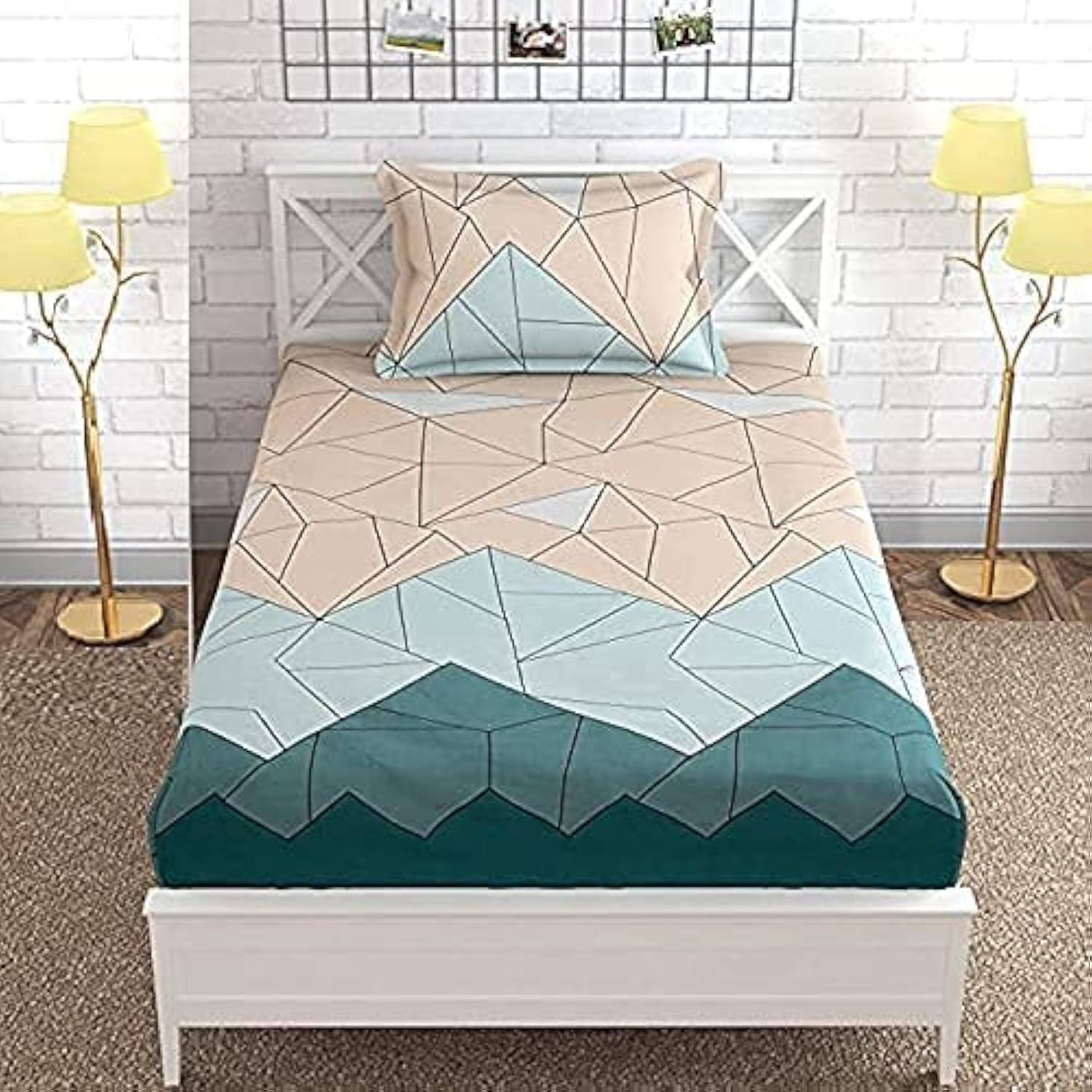 Kawi Elastic Fitted Bedsheet Single Bed 6X4 Feet(72X48X6 Inch) Super Soft 250 Tc Cotton Blend Superfine Fabric With 1Large Size 