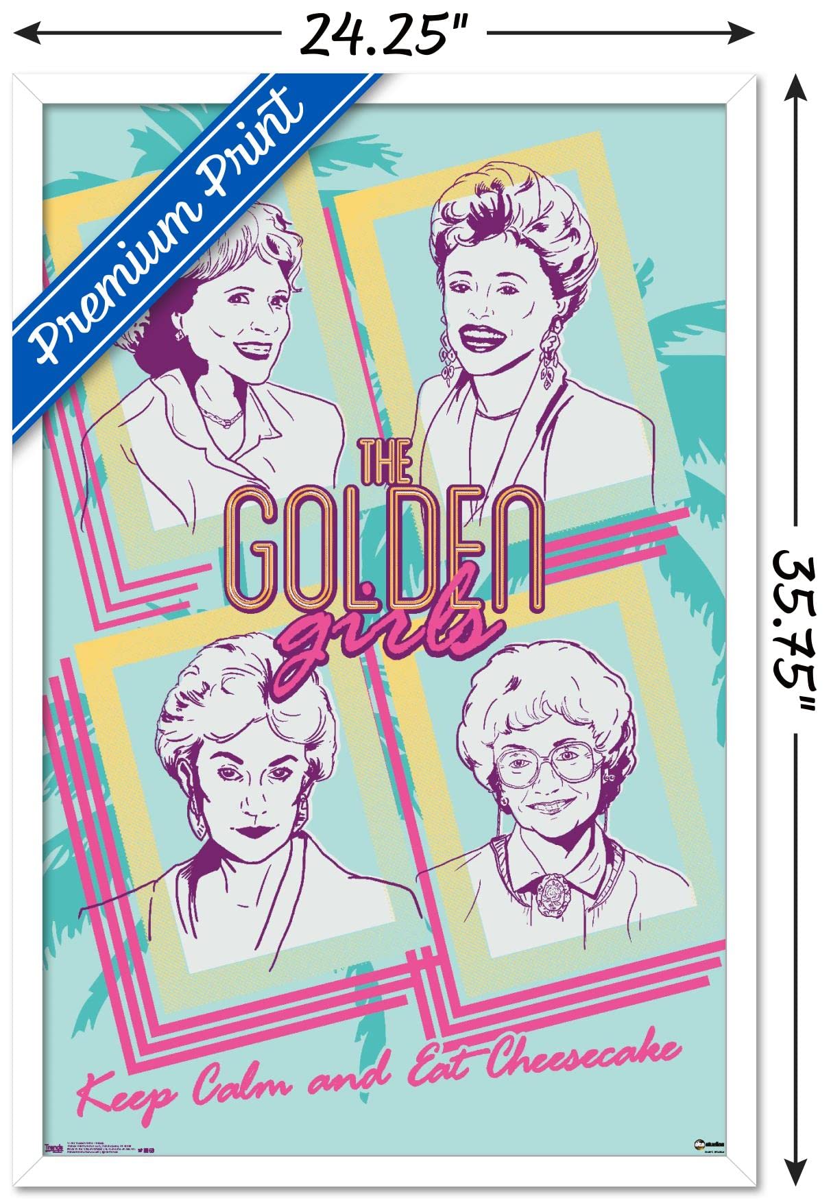 Trends International Golden Girls-Group Wall Poster, 22.375 In X 34 In, White Framed Version