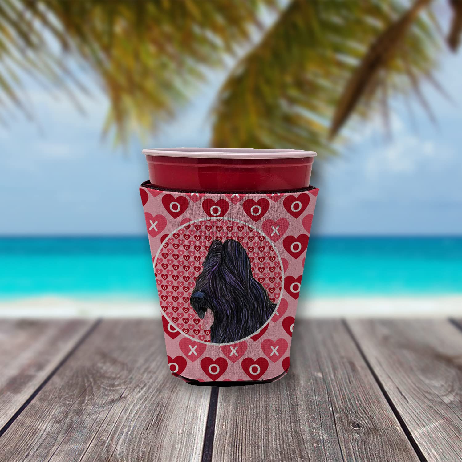 Briard  Red Solo Cup Beverage Insulator Hugger