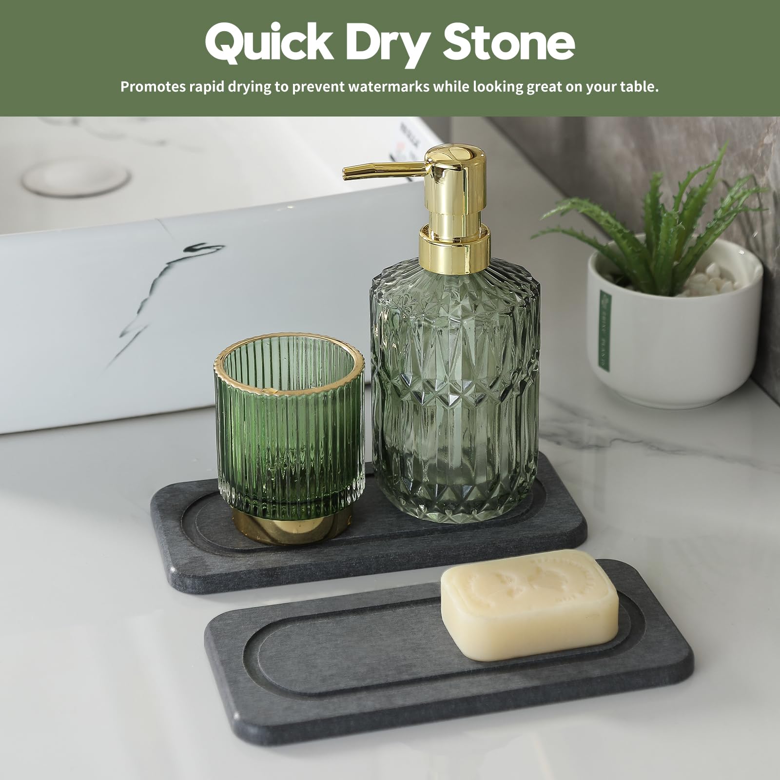 Homdiva 2Pack Diatomite Stone Coasters Water Absorbing Sink Tray For Kitchen & Bathroom Counter, Quick Dry Soap Dish Vanity Cadd