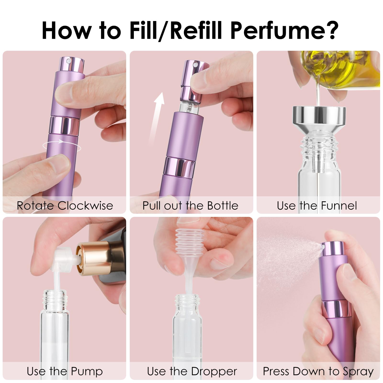 Saiveina 8Ml Cologne Travel Bottles, Mini Perfume Atomizer Refillable, Portable Cologne Sprayer Empty Fragrance Travel Atomizer(