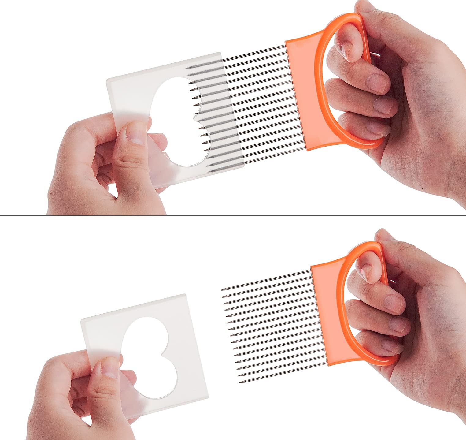 Onion Holder Slicer Cutter Chopper - Tomato Vegetable Lemon Potato Cutter Slicer Odor Remover (Yellow+White 2Pcs Per Set)