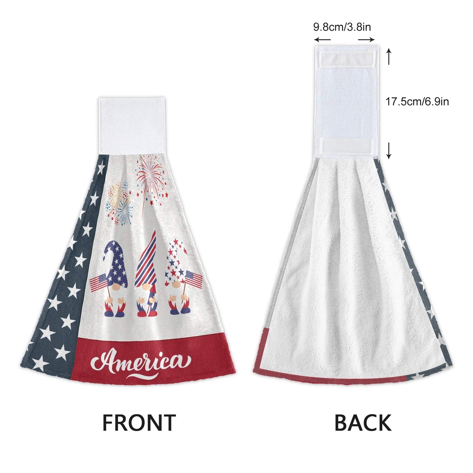 Boccsty American Flag Gnomes Hanging Kitchen Towels 2 Pieces Independence
