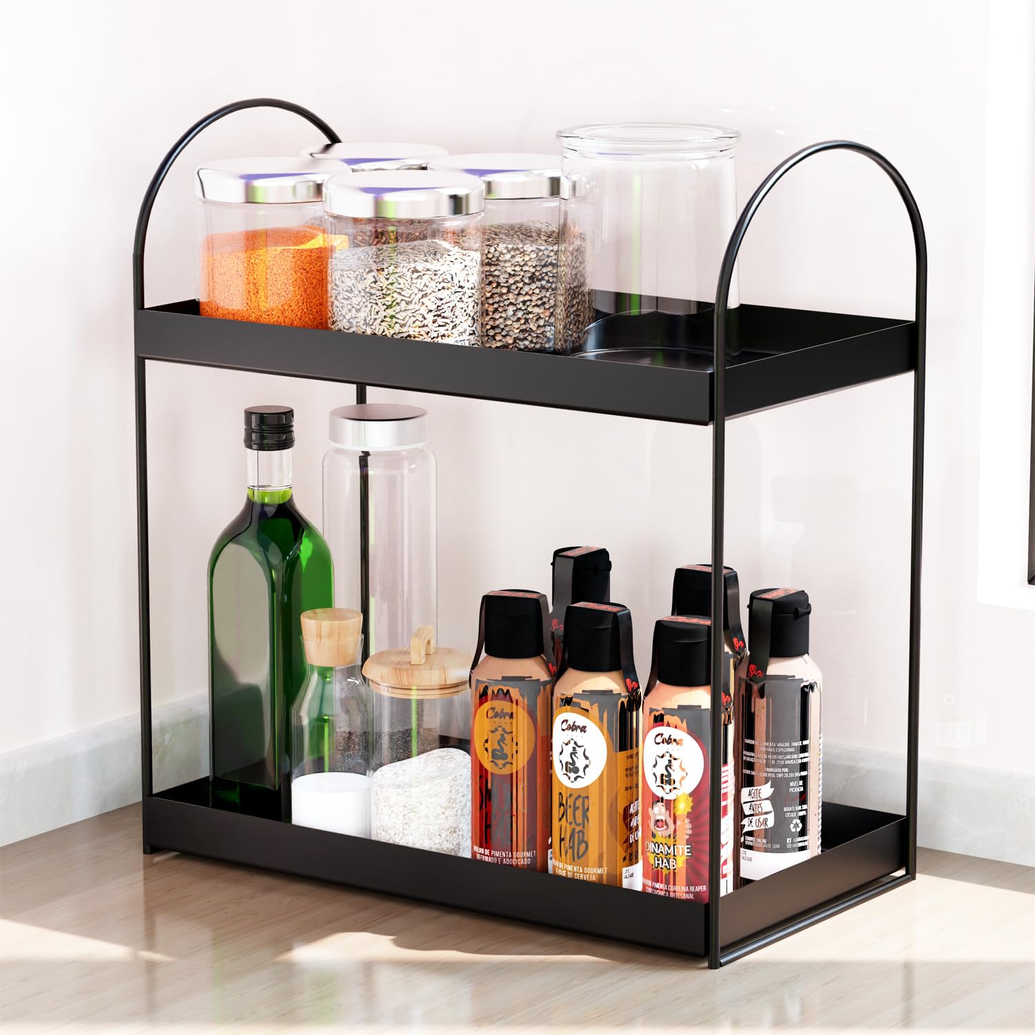 Wonderstand Metal Rova | 2Tier Standing Spice Rack Storage Organizer, Bathroom Countertop Storage Shelf Cosmetic Organizer And 