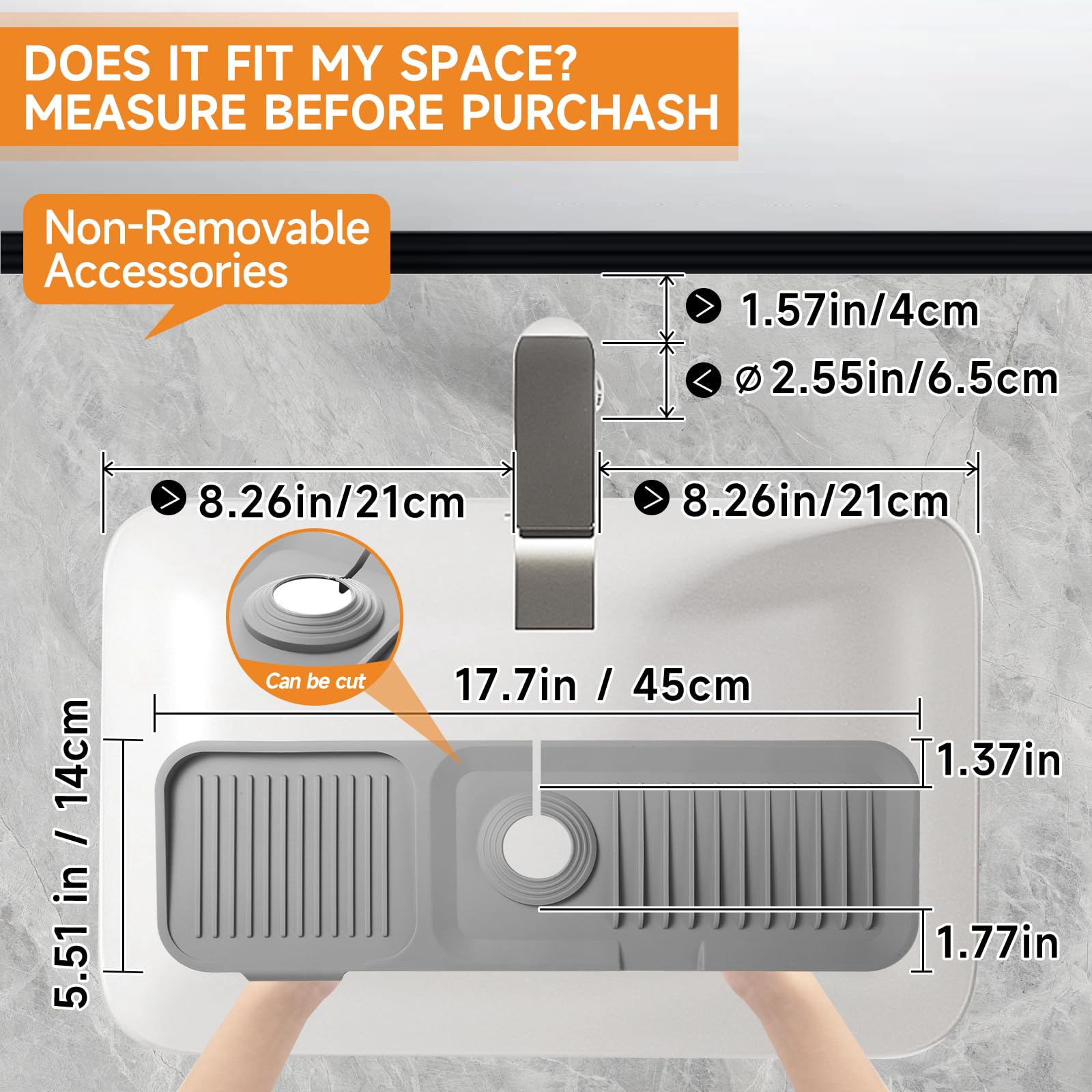 Cobete Kitchen Sink Splash Guard, 5Slope 17.7In Faucet Mat Splash Catcher, Handle Drip Catcher Tray, Multipurpose For Kitchen Di