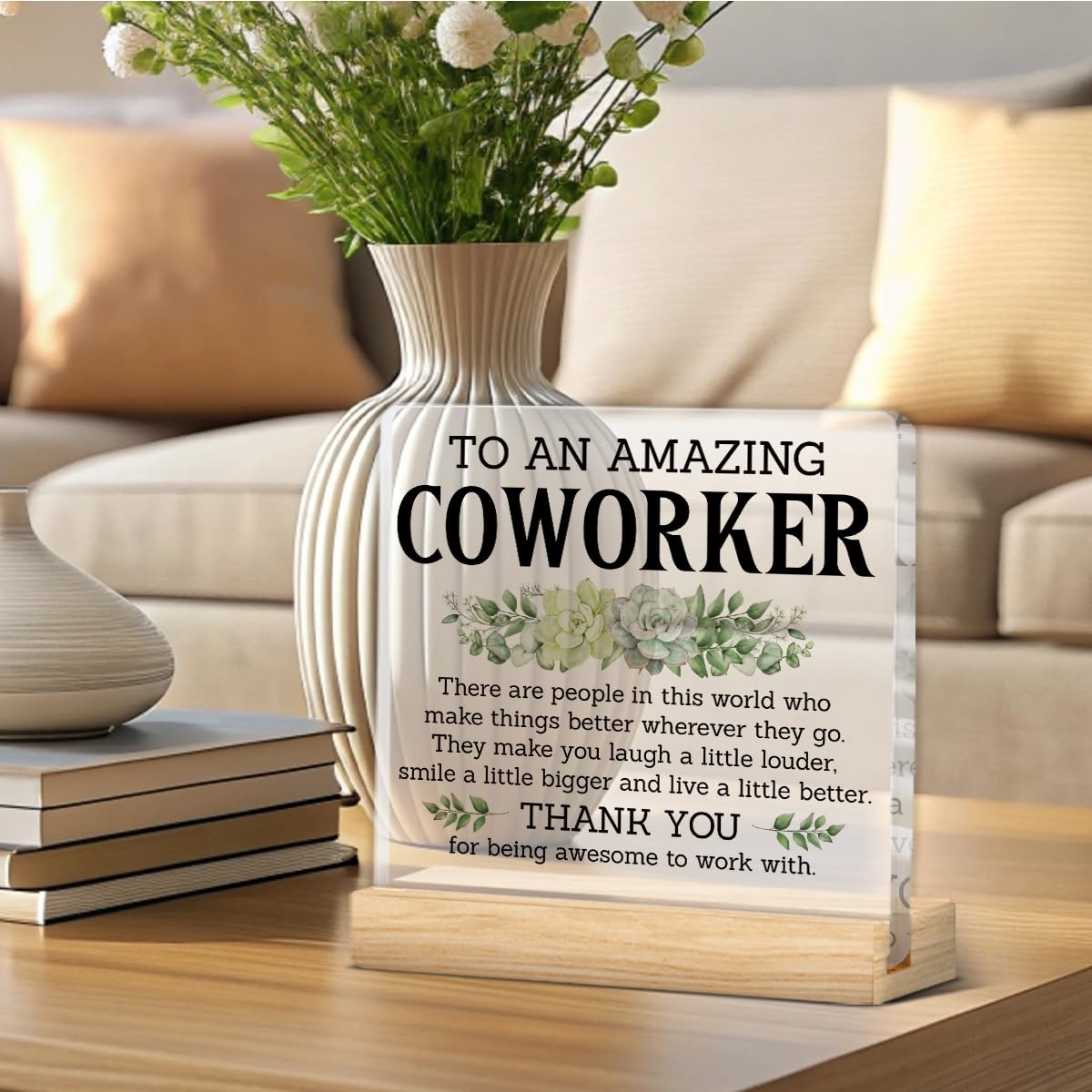 Thank You Gifts for Coworkers, Coworkers Appreciation Gifts for Women Men, Amazing Coworker Acrylic Desk Sign Decor