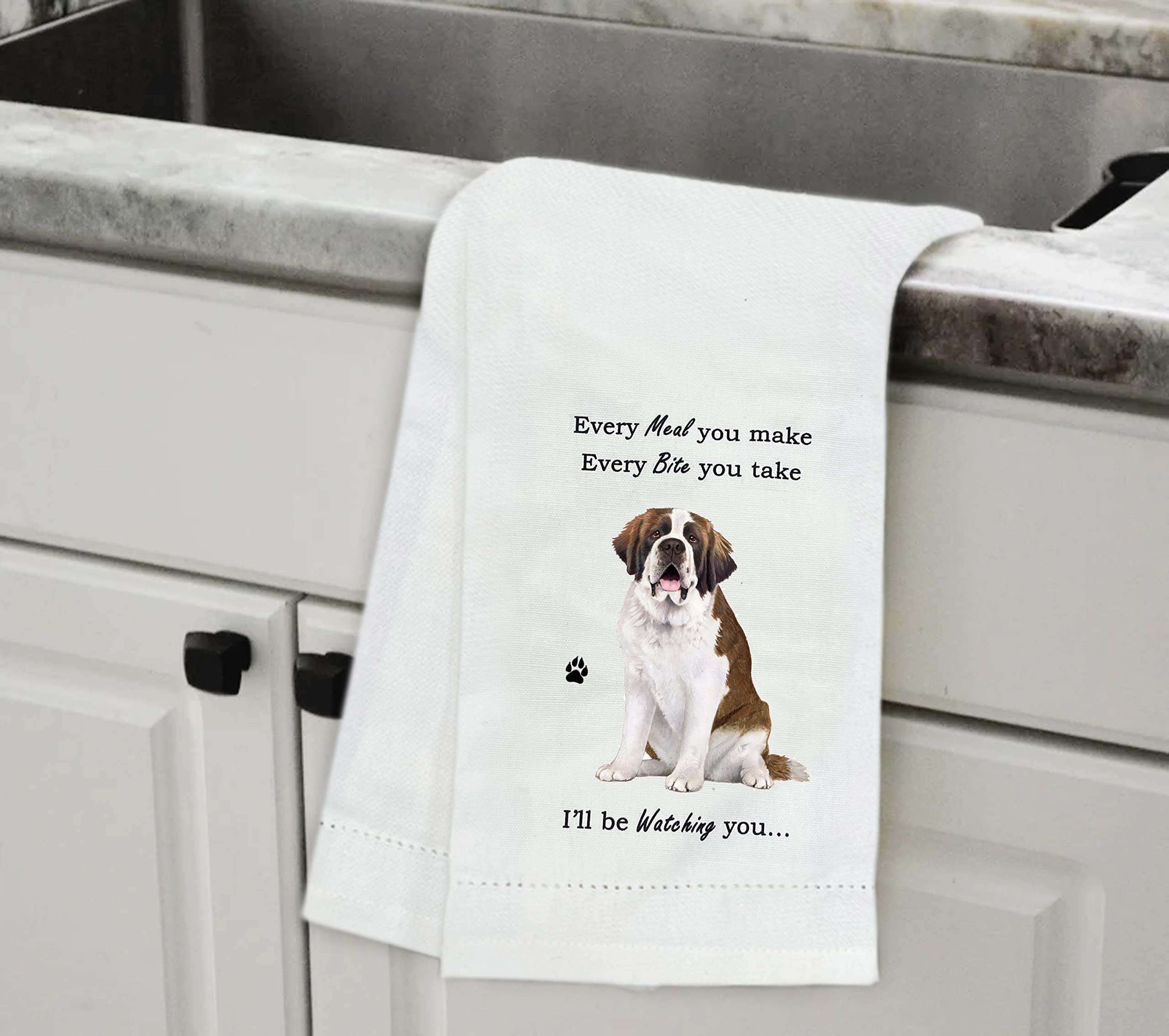 Saint Bernard Kitchen Towel - Soft Highly Absorbent - Saint Bernard Gifts - Dish Towels For Washing Dishes - Tea Towels - Reusab