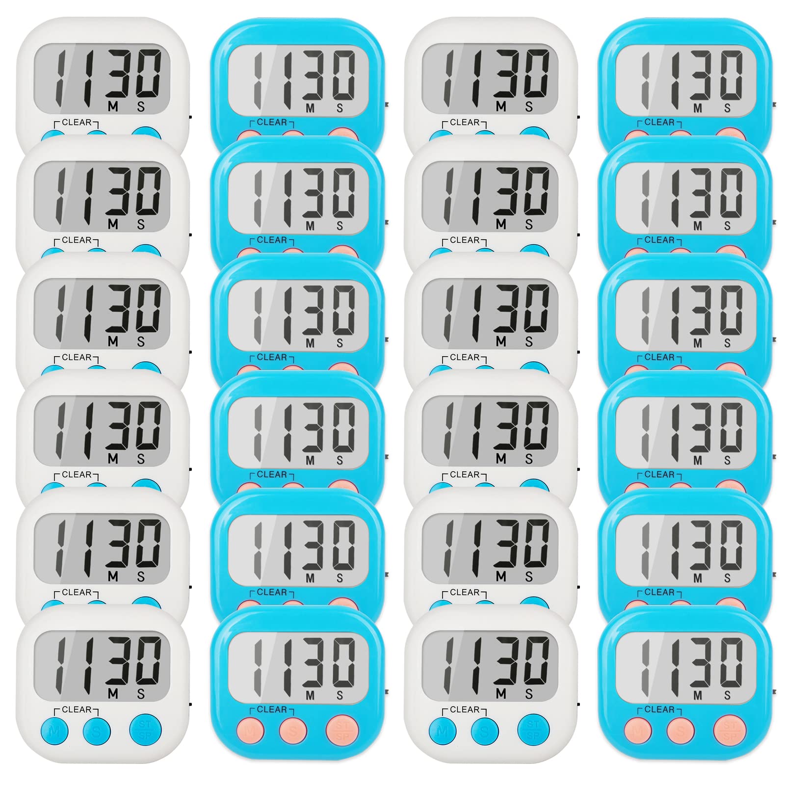 Classroom Timers for Teachers Kids Large Magnetic Digital Timer Teacher Supplies 24 Pack-Blue White