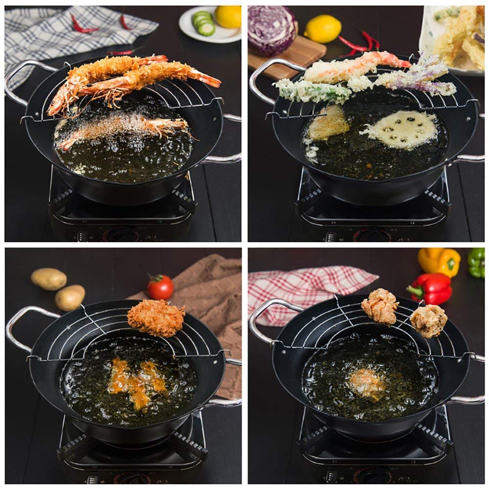 Stainless-Steel Semi-Circular Oil Drain Rack - 2Pcs Home Baking Cooking Oil Drip Filter For Tempura, Fried Food (34Cm)