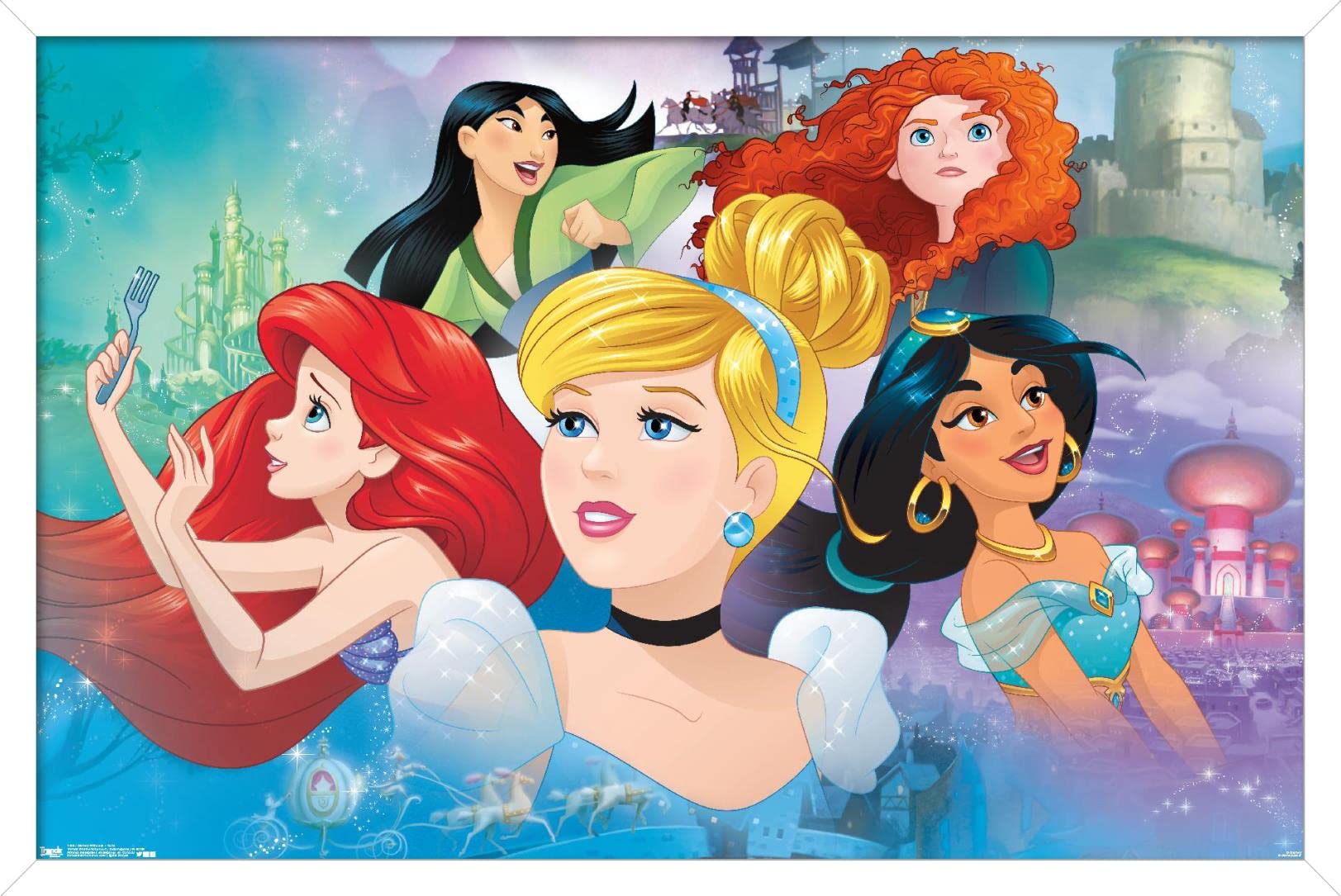 Trends International Disney Princess - Gaze Wall Poster, 14.72'' X 22.37'', White Framed Version