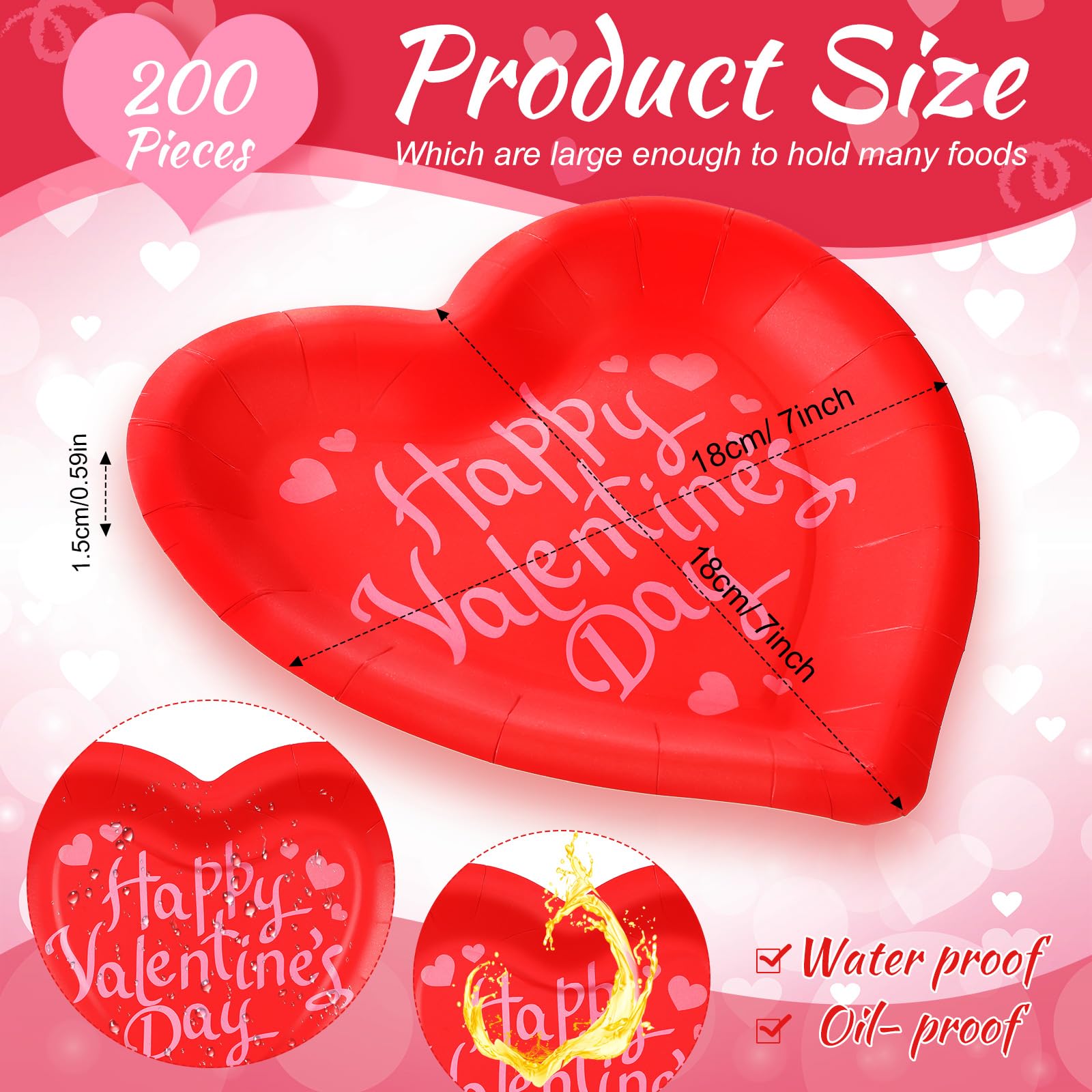 Remerry 100 Pcs Valentine'S Day Paper Plates Red Heart Shape Party Plates Valentine'S Day Party Supplies Disposable Heart Paper