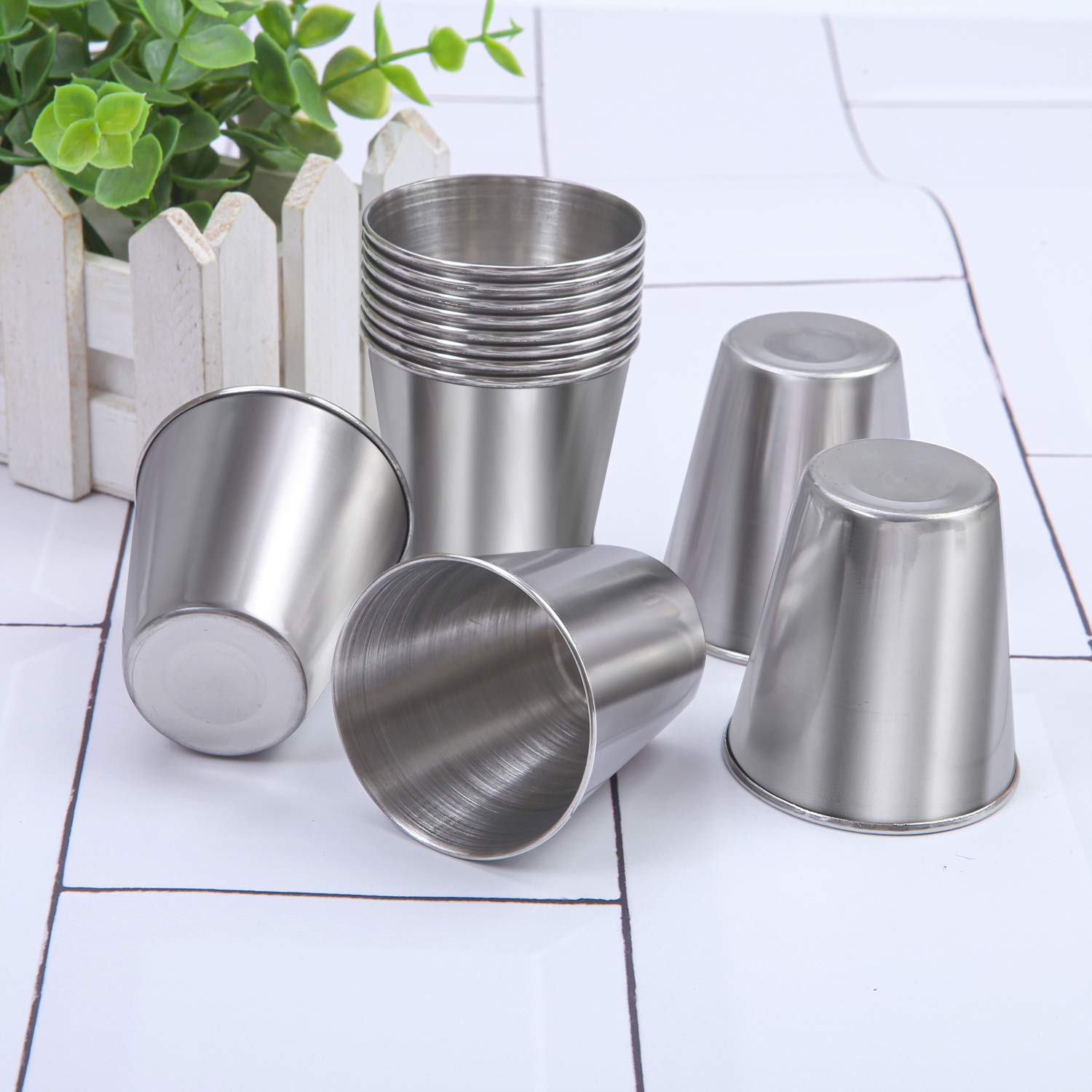 Ruisita 12 Pieces Stainless Steel Shot Cups Stainless Steel Shot Glass Drinking Tumbler (2.3 Ounce/70 Ml)