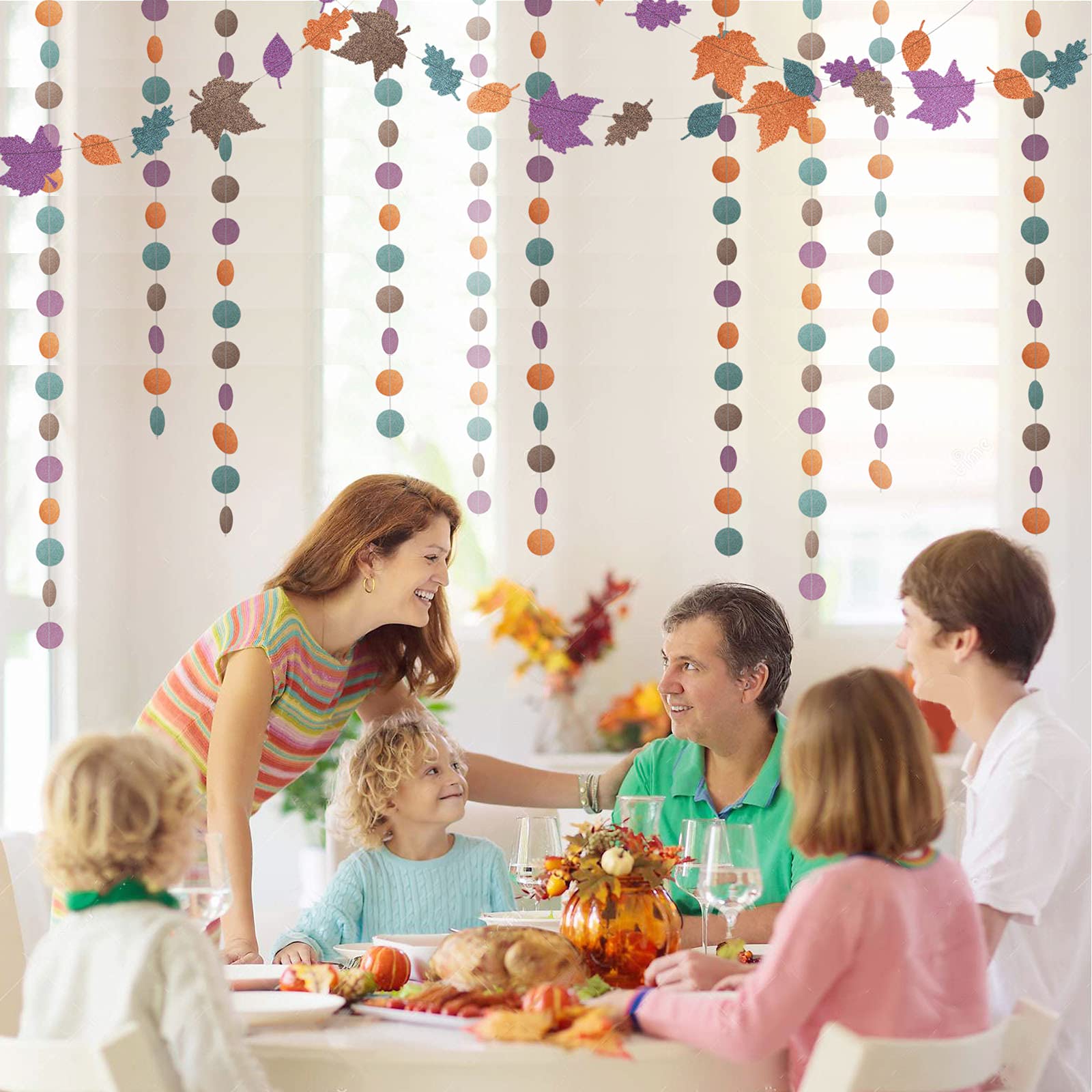 Fall Leaf Garlands Burt Orange Burgundy Emerald Wedding Decoration Birthday Party Thanks Giving Decor Autumn Hanging Maple Leaf Streamer Banner Backdrop Baby Shower Party Supplies